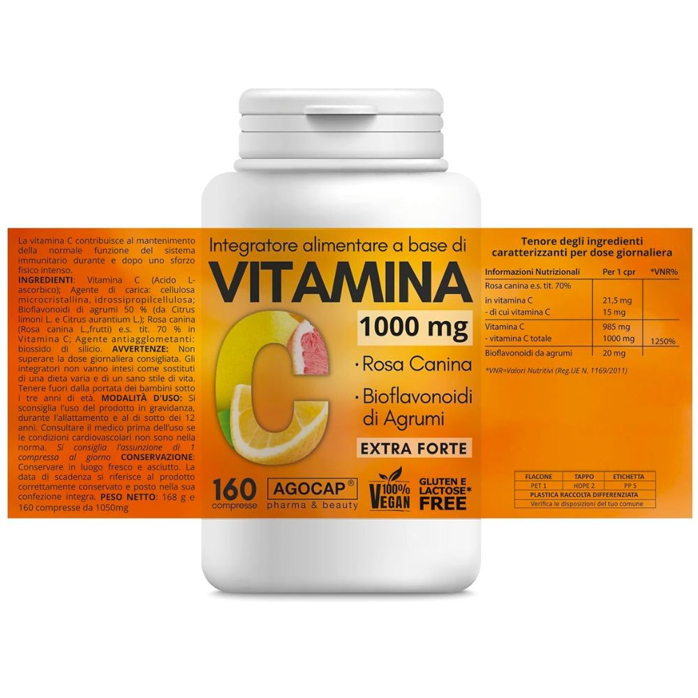 agocap - Vitamin C 500mg mit Bioflavonoiden aus Zitrusfrüchten und Hagebutten
