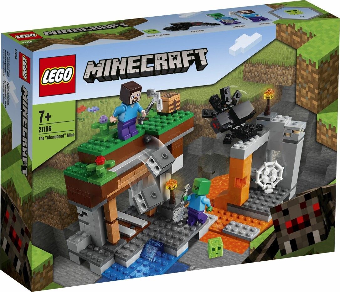 LEGO Minecraft 21166. Set mit Figuren und Mine. Verpackung zeigt das Set mit Figuren und Mine.