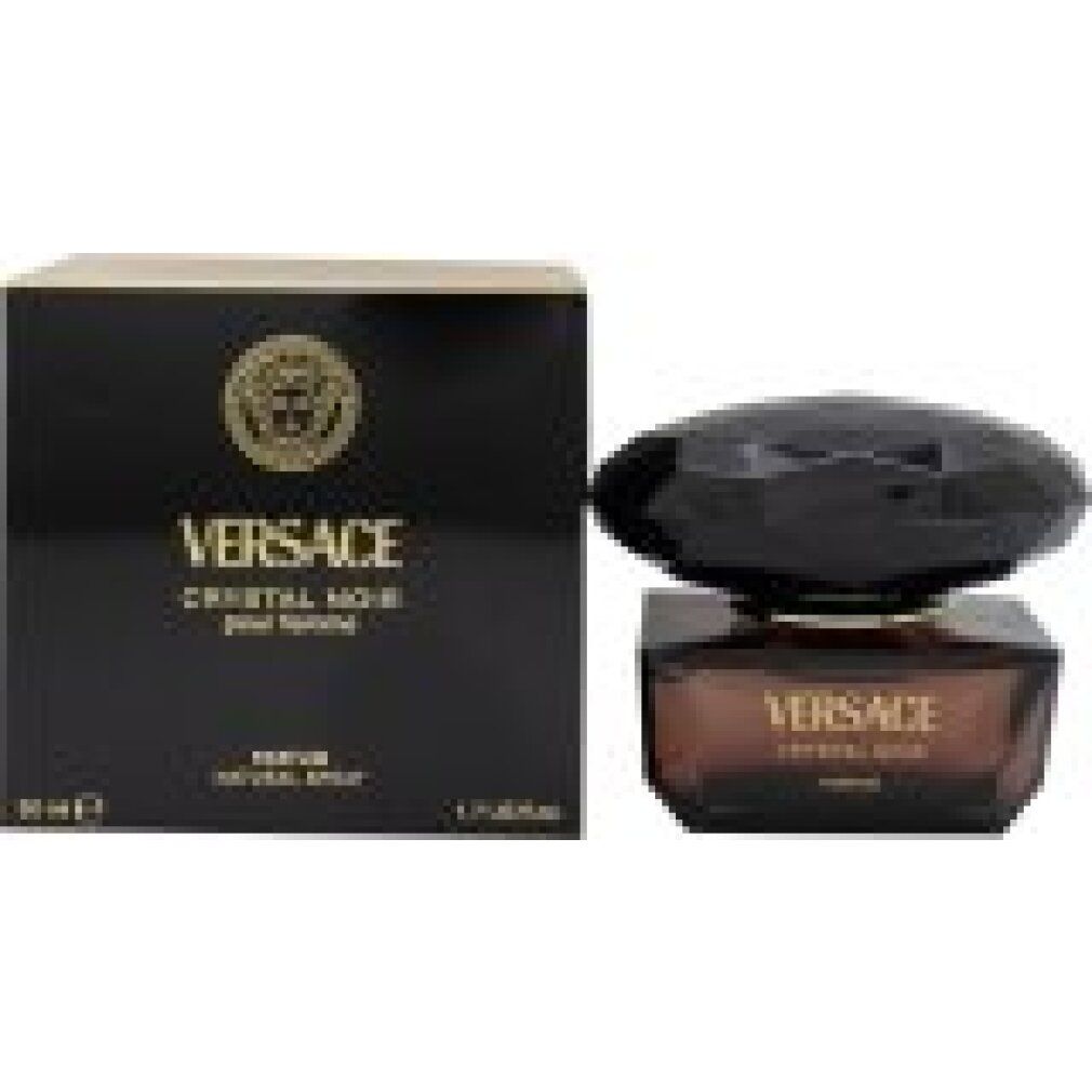 Versace Crystal Noir Parfum Flakon und Verpackung, 50 ml.