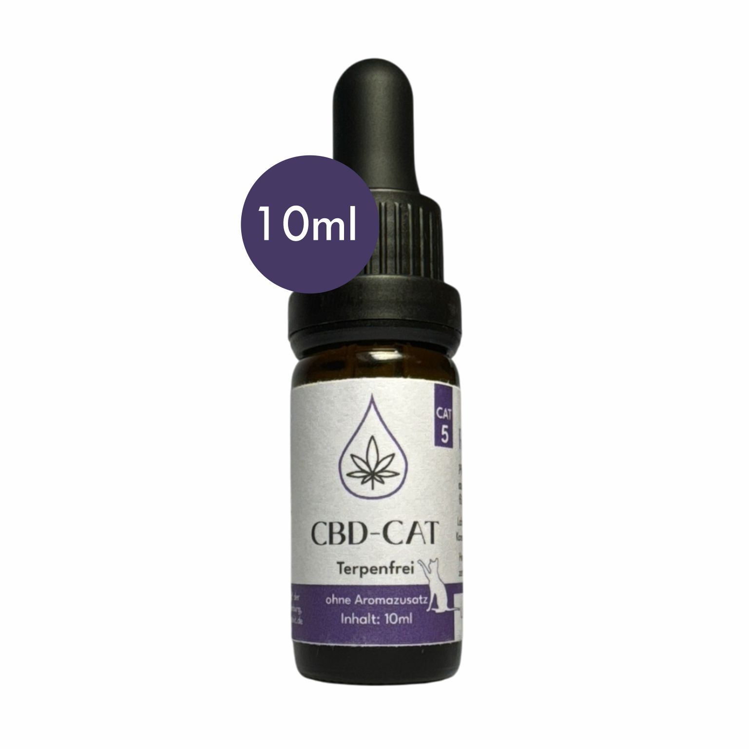 CBD-Katzenöl-Flasche mit Pipette, 10ml, terperenfrei.
