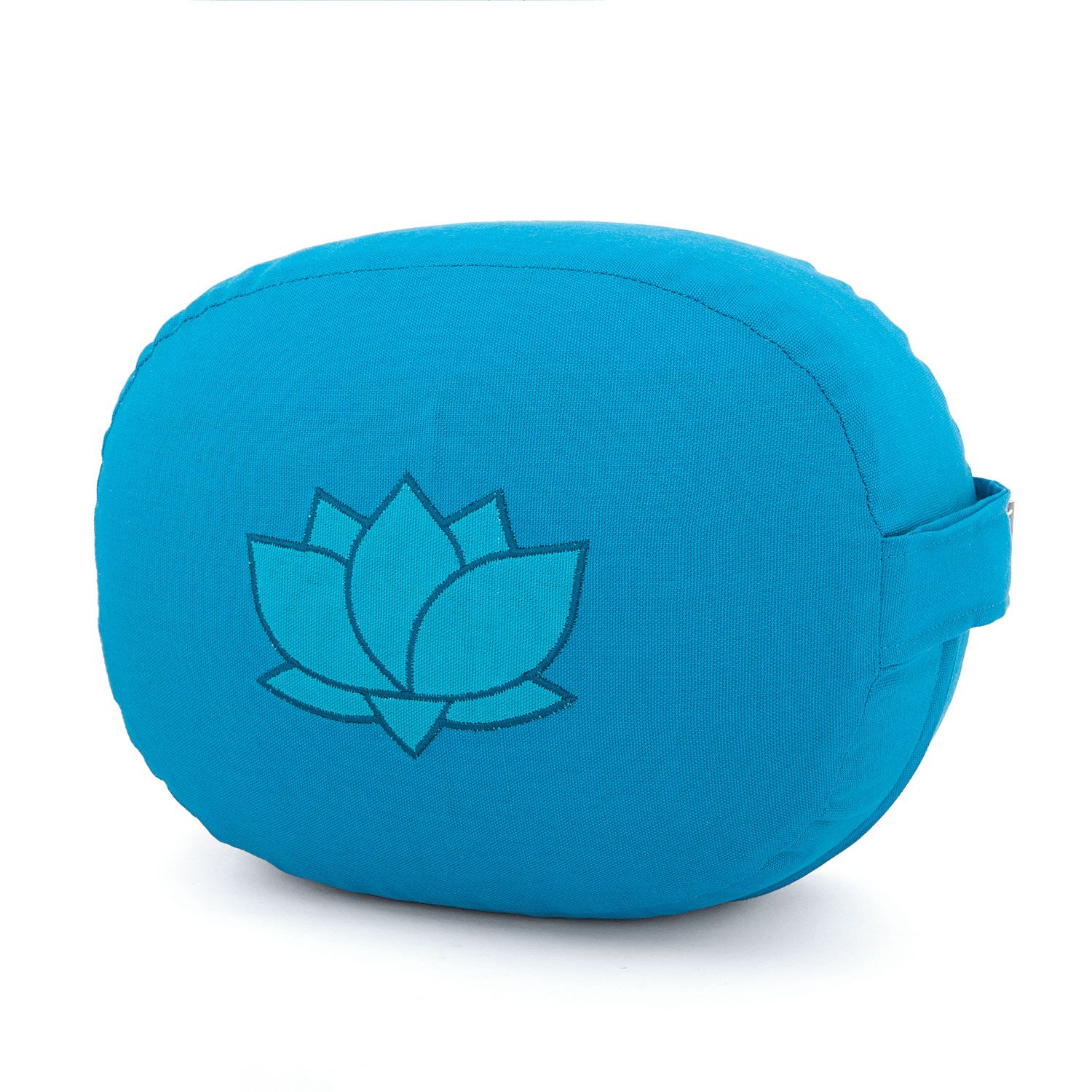 Meditationskissen Oval, Dinkelfüllung, Türkis Stick Lotus Türkisblau