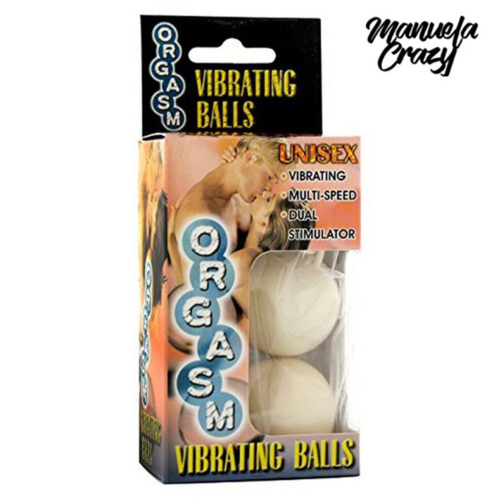 Verpackung mit zwei Vibrationskugeln. Aufschrift "Vibrating Balls". Sichtbare Kugeln in der Verpackung. Unisex-Produkt.