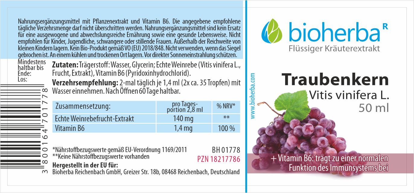 Traubenkern Vitis vinifera L. Tropfen Tinktur 50 ml PZN 18217786
