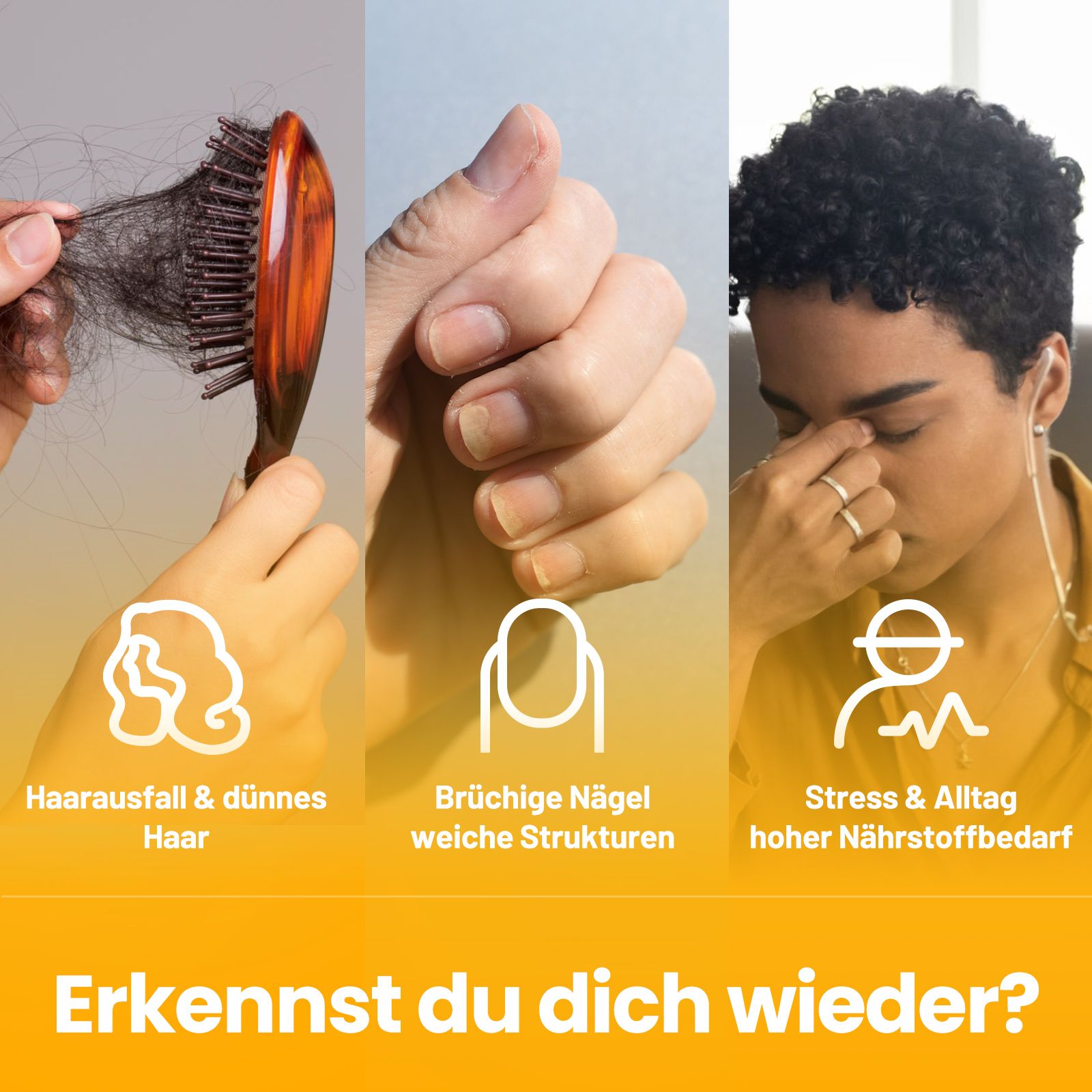 Haarbürste mit Haarausfall und dünnem Haar.