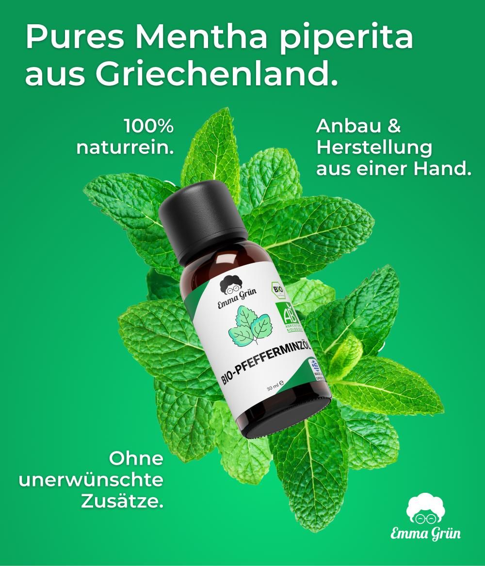 Emma Grün® ätherisches Bio Pfefferminzöl naturrein & hochdosiert