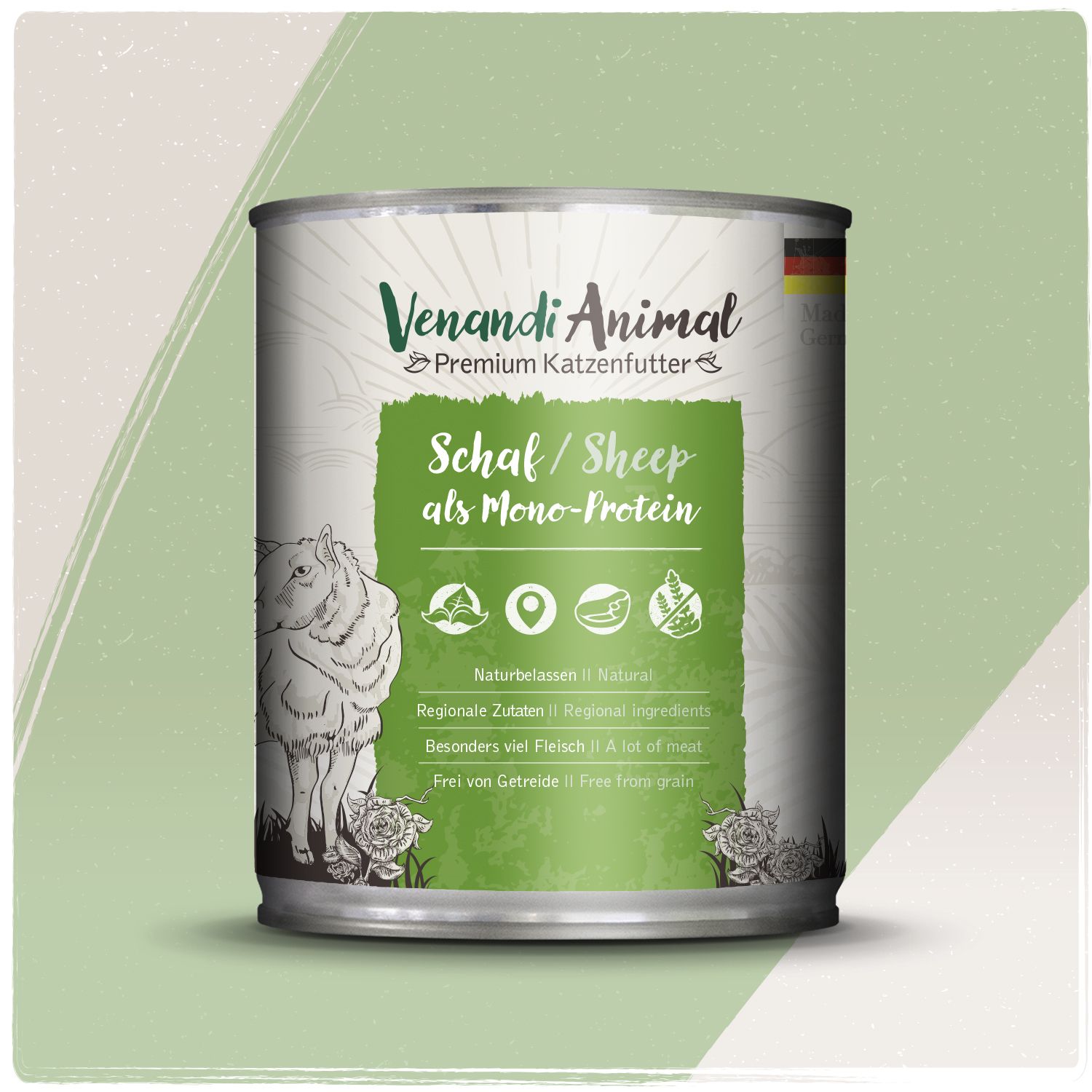 Venandi Animal Premium Katzenfutter, Schaf als Mono-Protein, 800g Dose.