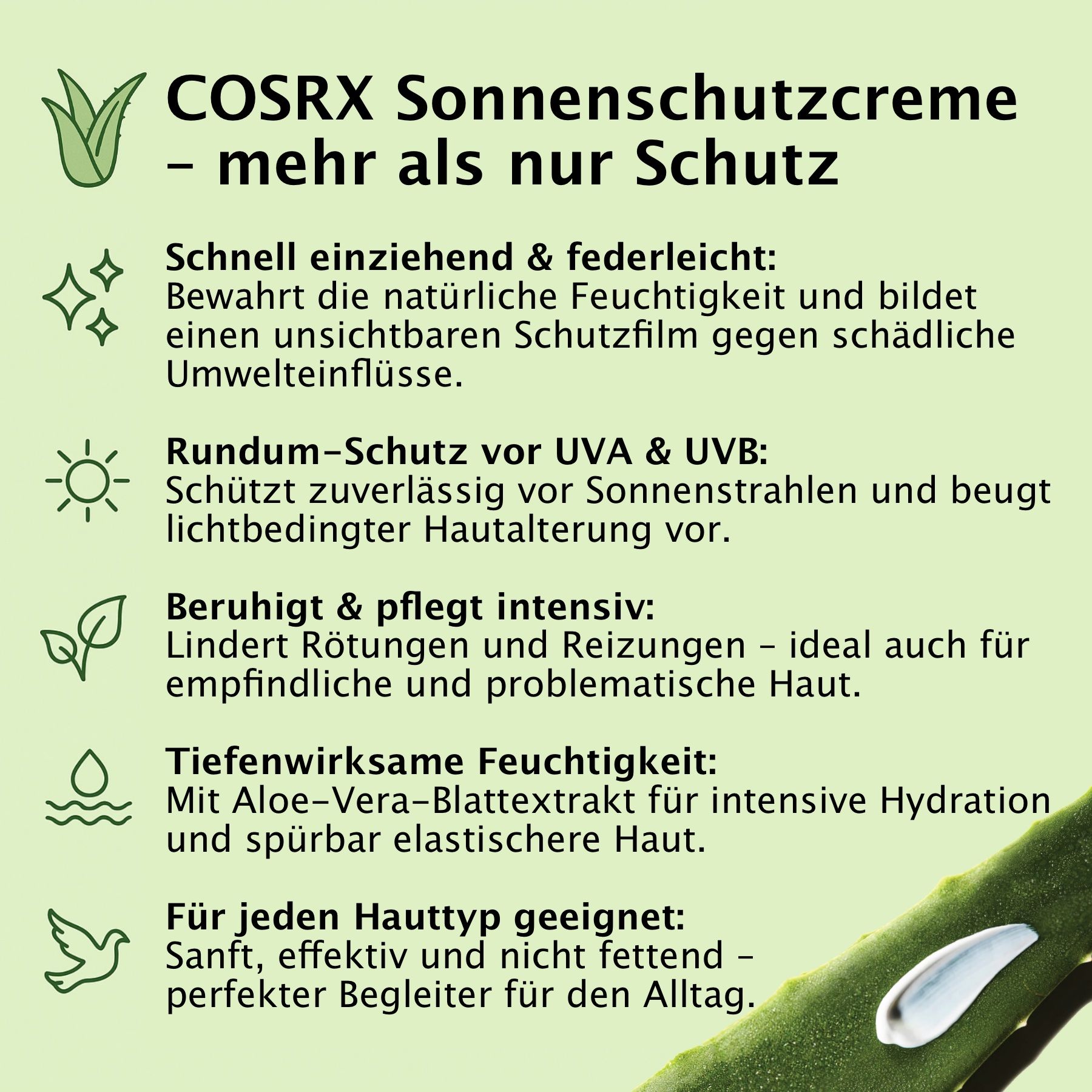 COSRX Soothing Sun Cream SPF 50+ Sonnenschutzcreme mit Aloe Vera