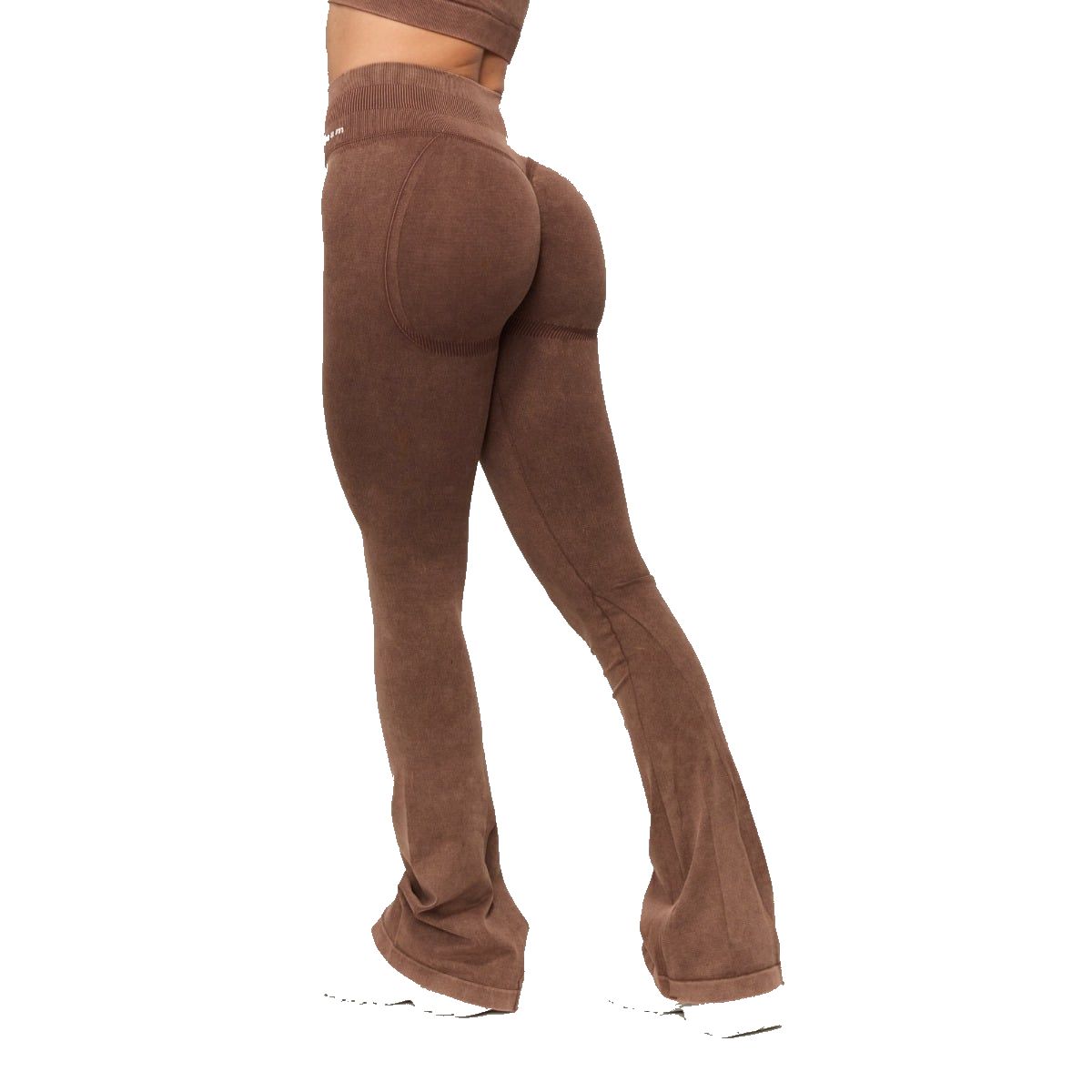 GymBeam Damen Leggings mit hoher Taille, nahtlosem Flared-Schnitt und Braun 1 St