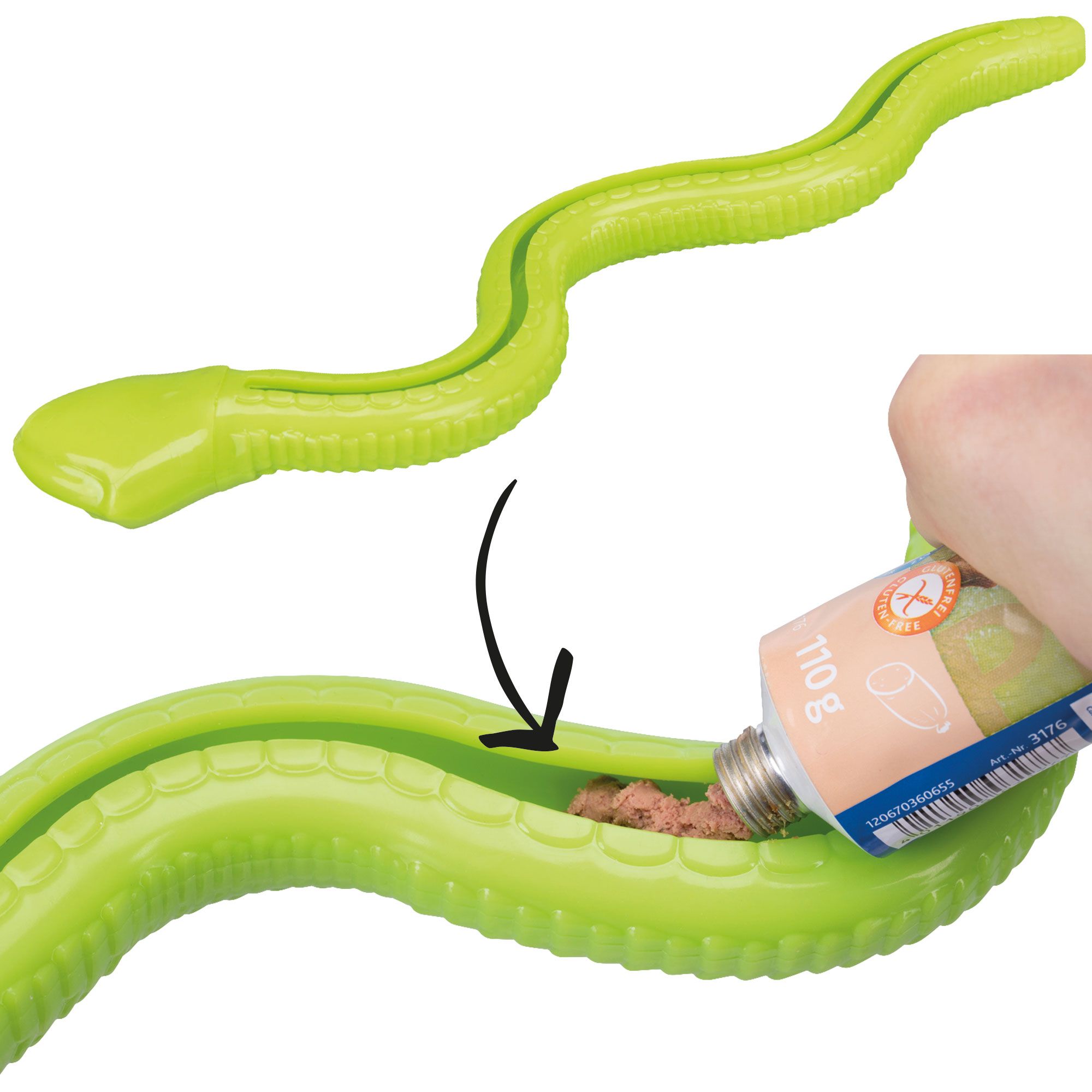 Snack Snake aus Gummi- 42 cm- mit Schlitz