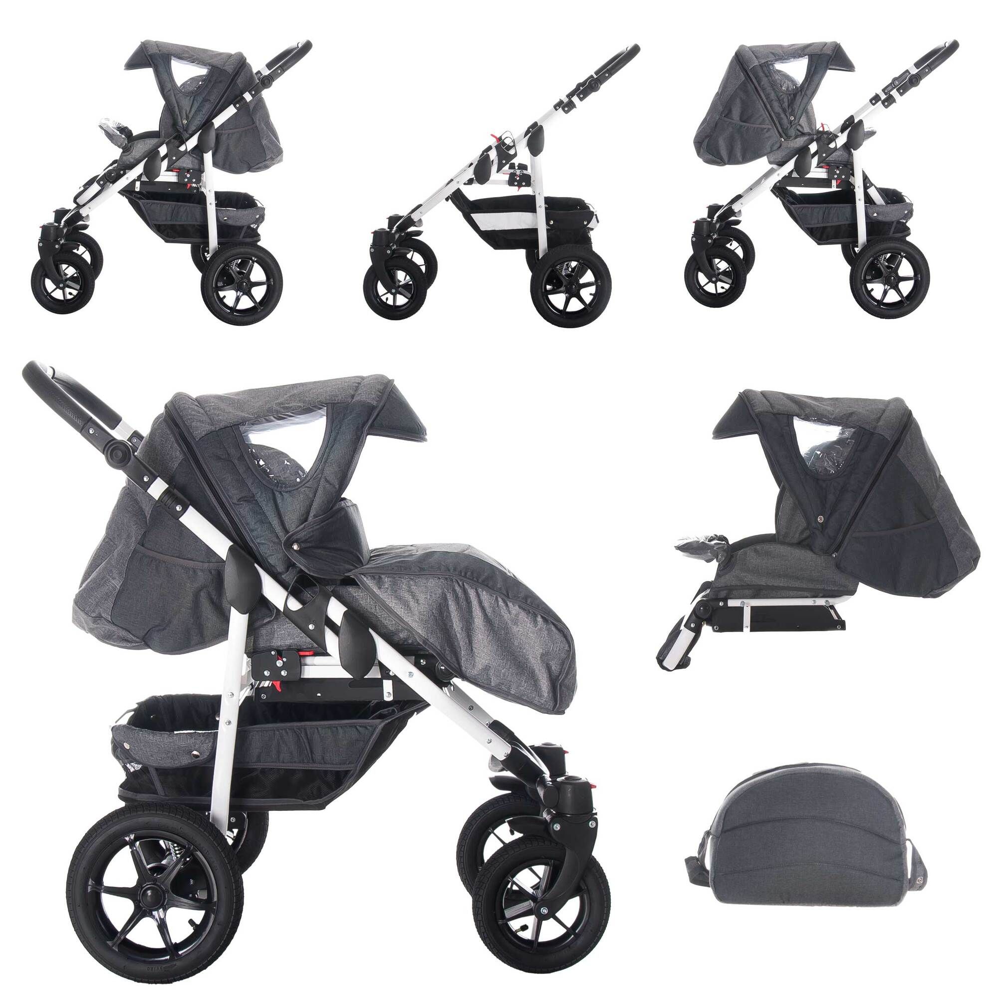 Bebebi Sidney 3 in 1 Kinderwagen Set Luftreifen, Melbourne (Leinen)