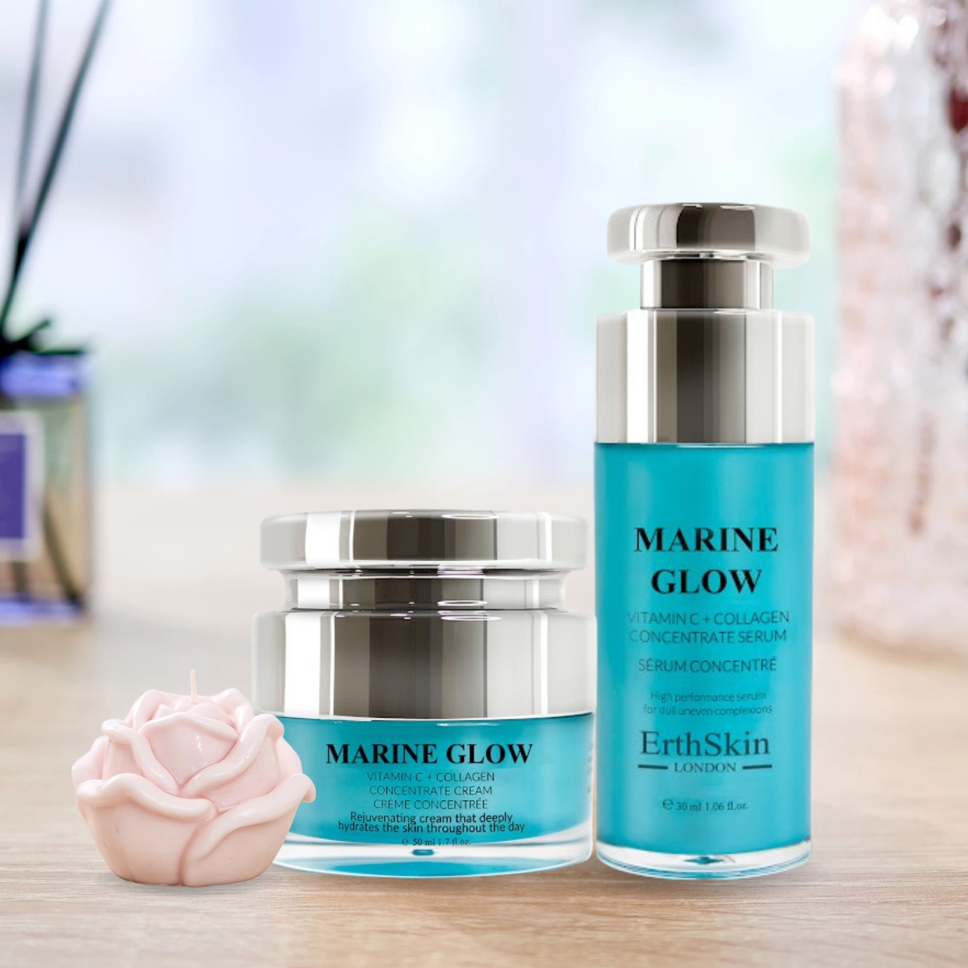 ErthSkin London Marine Glow Vitamin C + Kollagenkonzentrat Serum + Meereskonzentrat Creme set
