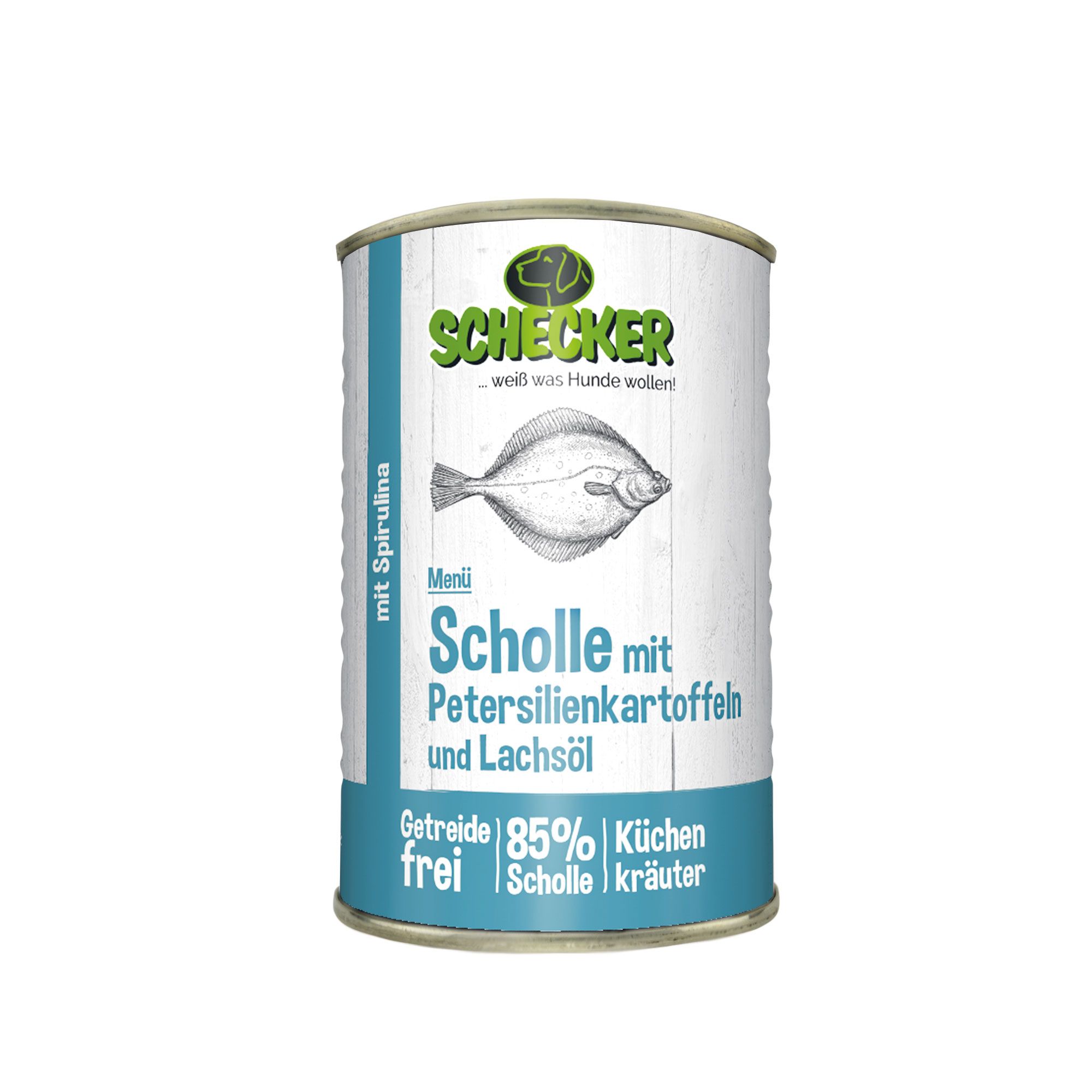 Schecker Hundemenü Scholle mit Petersilienkartoffeln und Lachsöl - Nassfutter