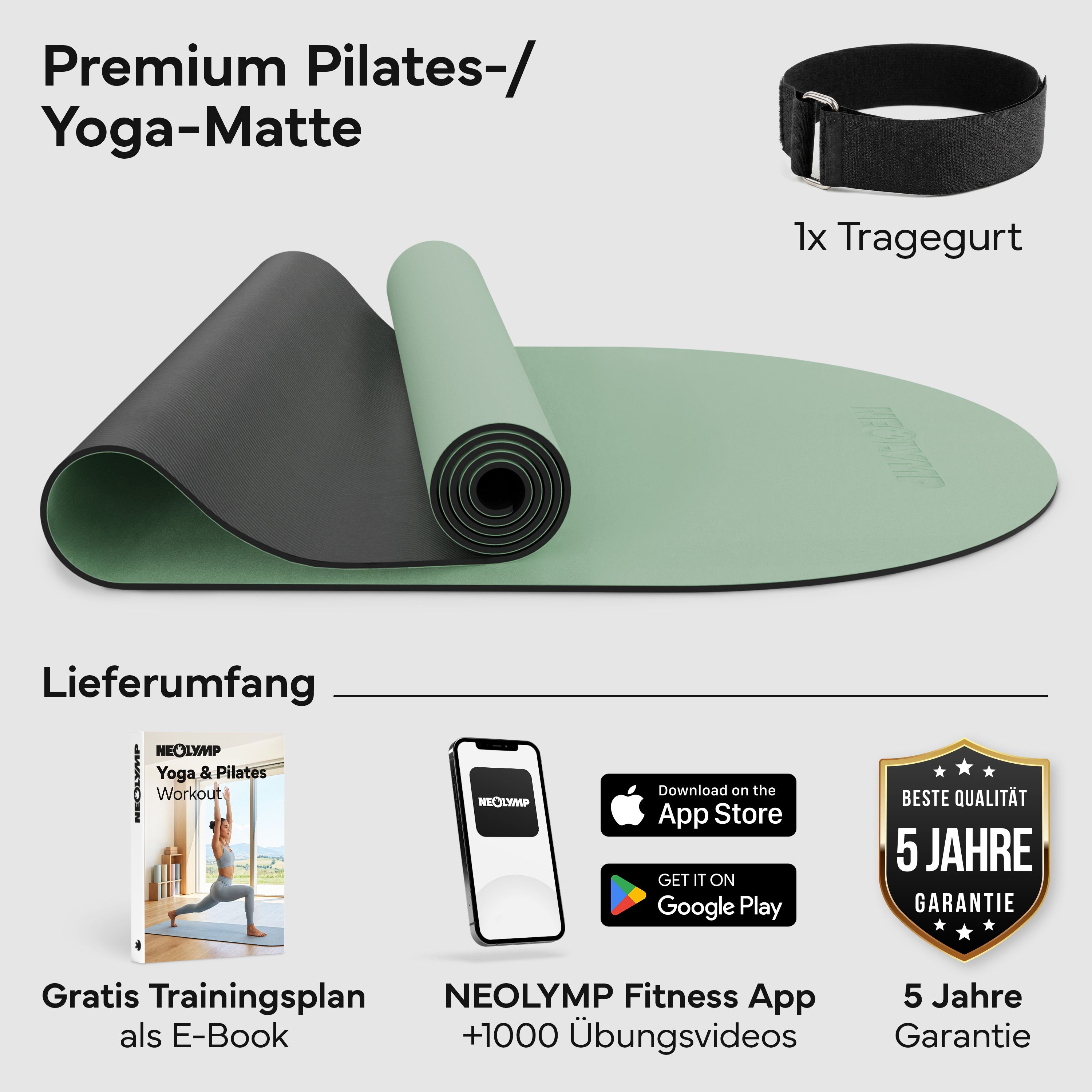 NEOLYMP Pilates-Yogamatte rutschfest