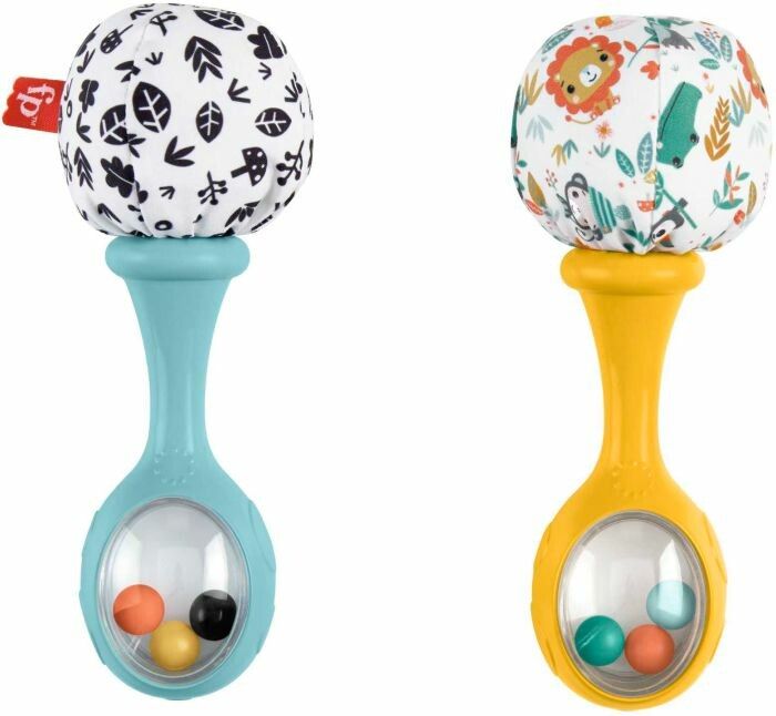 Mattel Fisher-Price Babys Rumba-Rasseln Spielzeug, 2er-Set für Babys ab 3 Monaten, kontrastreiches