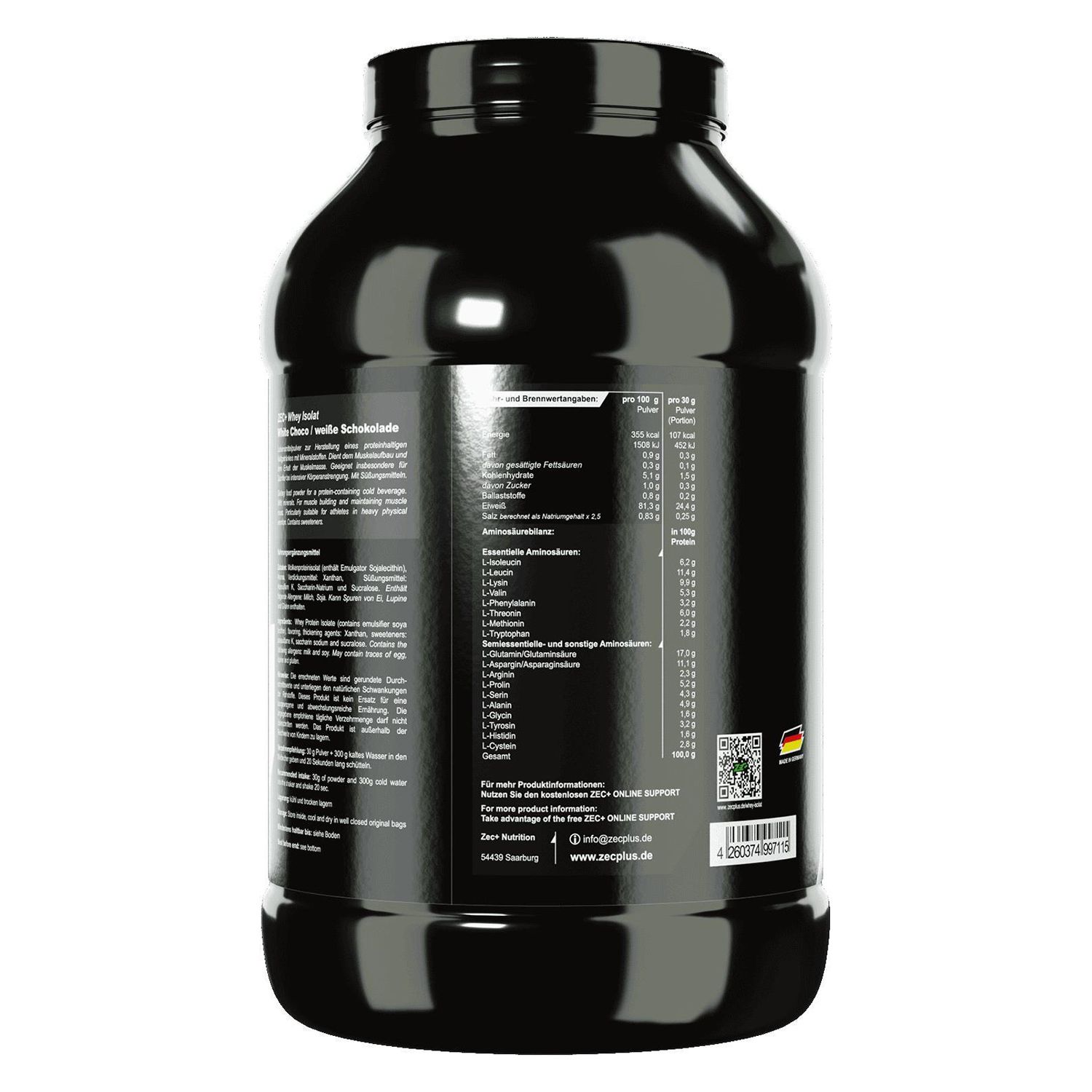 Zec+ Whey Isolat Protein/ Eiweiß White Chocolate 2500 g Pulver