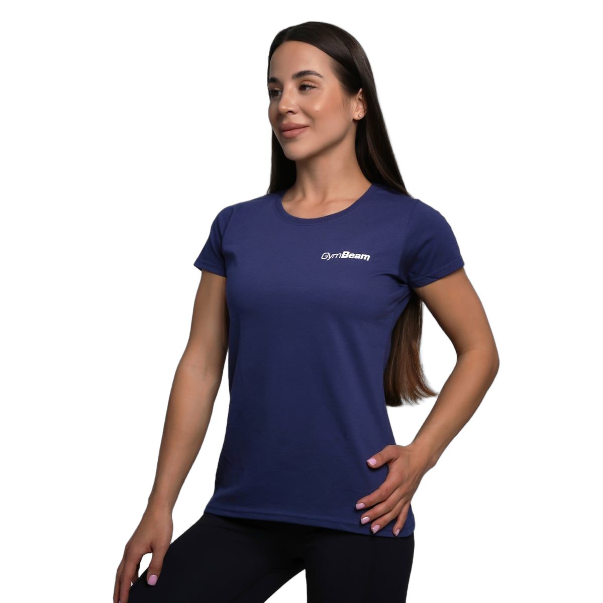 GymBeam T-Shirt Damen regular Kurzarm mit rundem Ausschnitt Marineblau