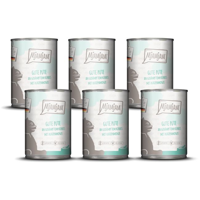 MjAMjAM - gute Pute an gedämpftem Kürbis 6x400 g Futter