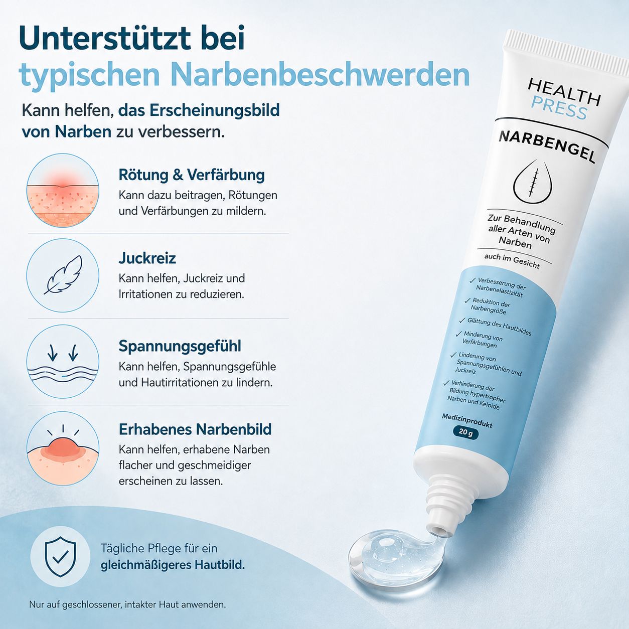 Health Press Narbengel – Narbensalbe zur Minderung von Narben – Für alle Narben geeignet