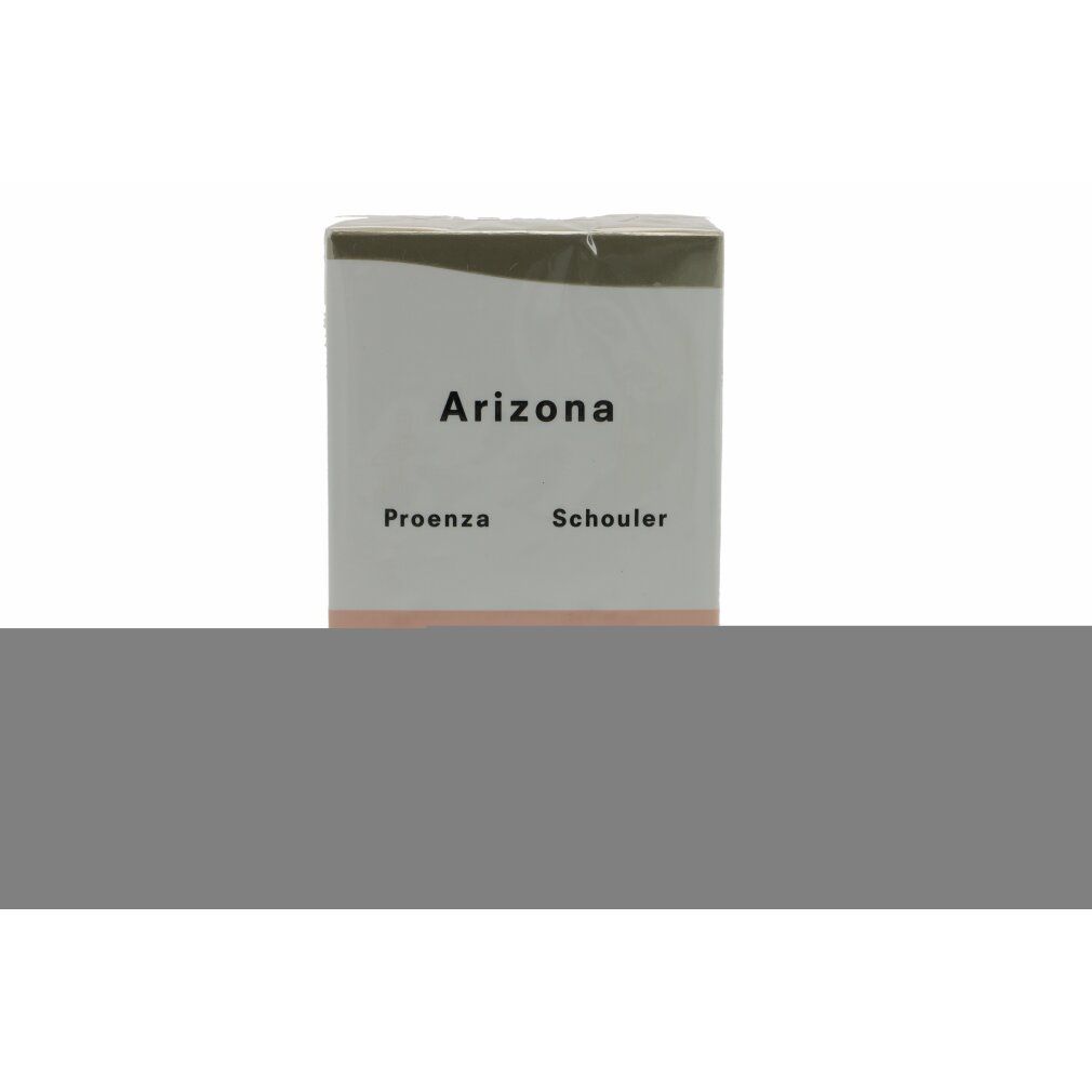 Parfümkarton, weiß mit braunem Akzent. Aufschrift: Arizona, Proenza Schouler.