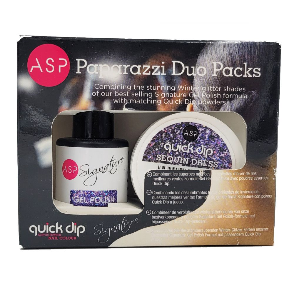Duo-Pack mit Nagellack und Puder. Schwarze Verpackung mit Produktnamen. ASP-Logo und Produktbezeichnungen sind sichtbar.