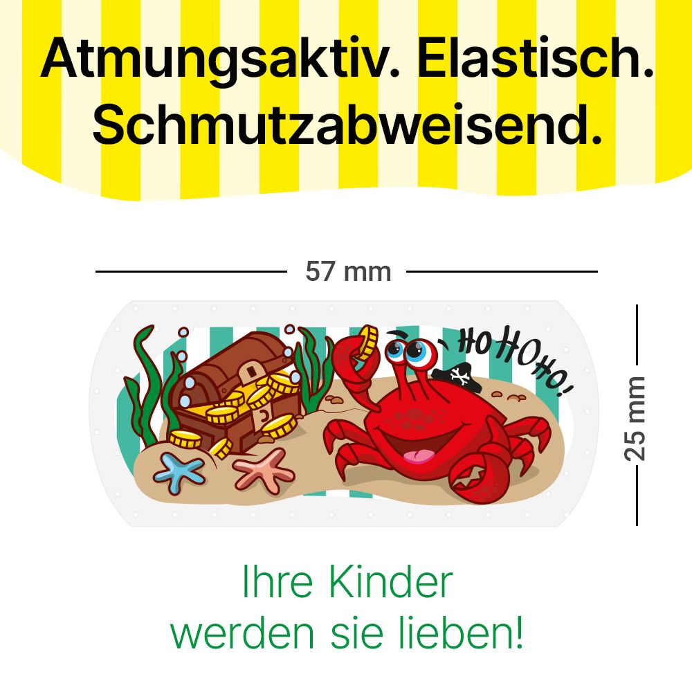 Medrull Kinderpflaster mit Piraten, Tattoo-Pflaster, hyperallergen, wasserabweisend