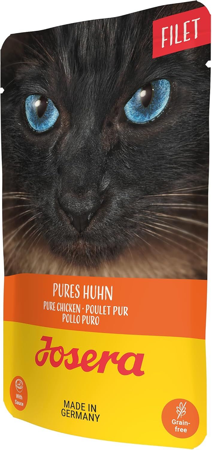 Josera Filet Pures Huhn Beutel mit Katzenbild, Made in Germany, grain-free.