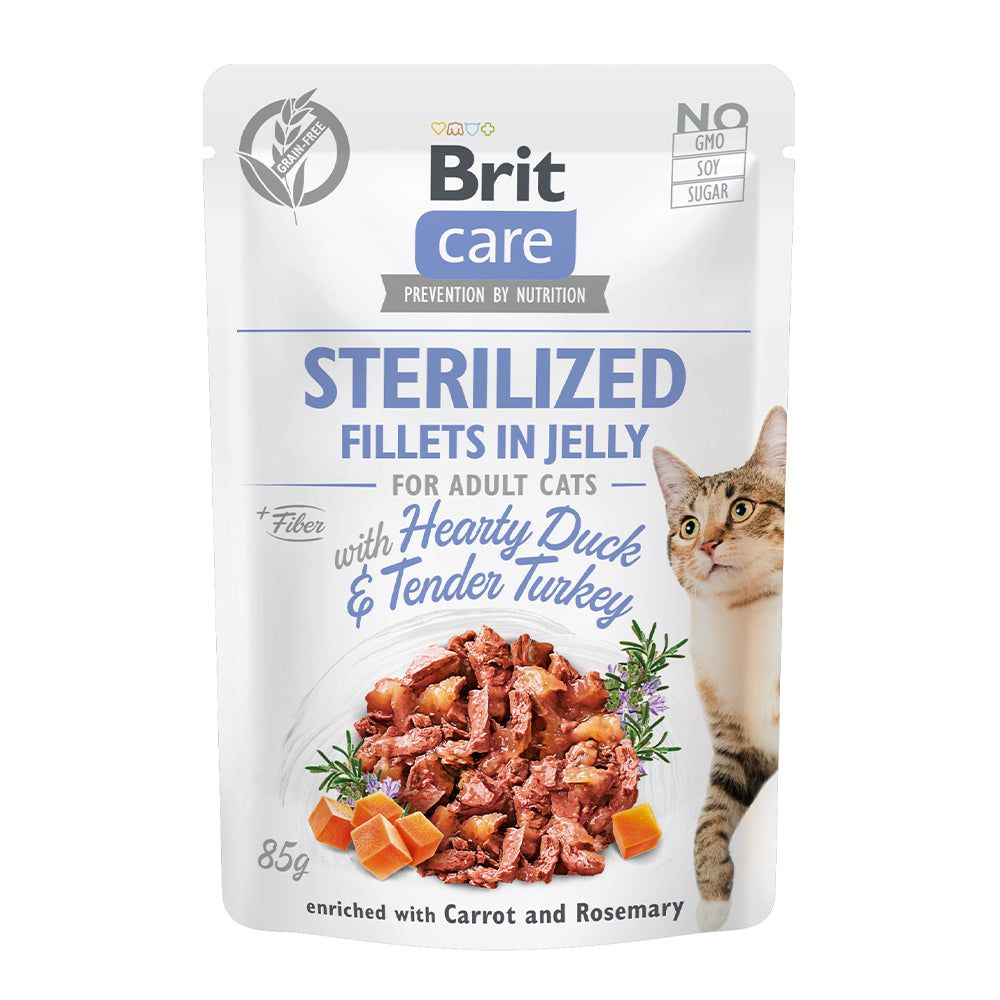 Brit Care Cat - Fillets in Jelly with Hearty Duck & Tender Turkey - Sterilized