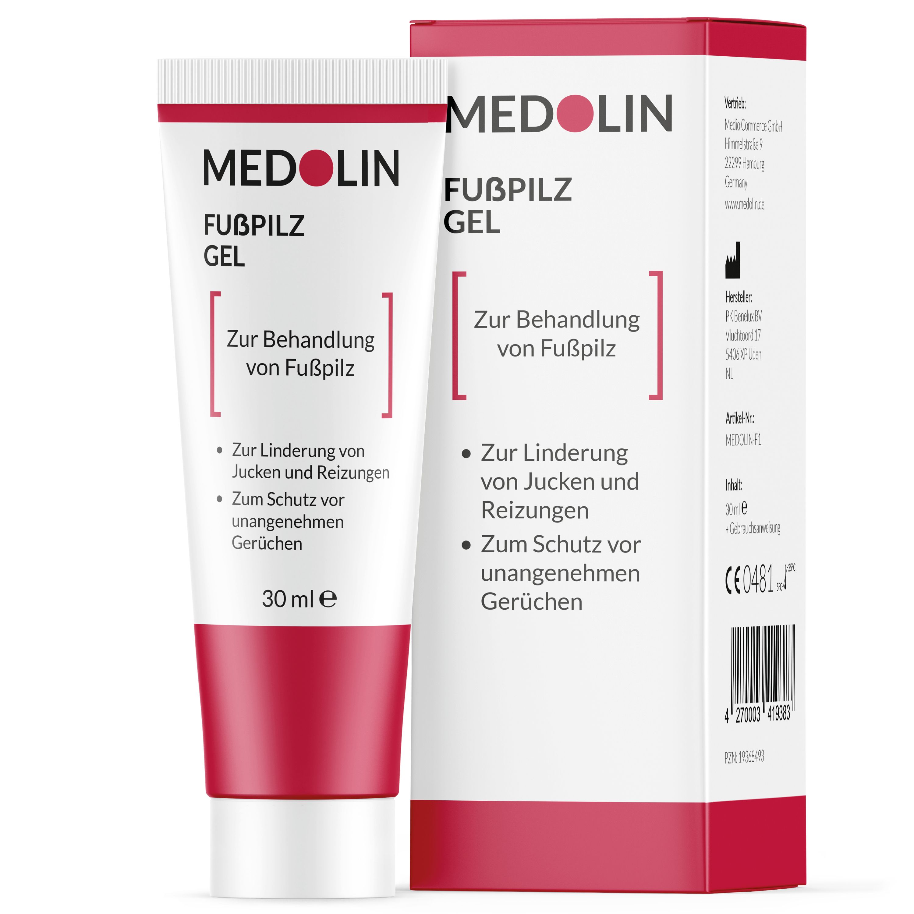 Medolin® Fußpilz Gel - Fusspilzgel mit effektiver Wirkung - Fußpilz Creme