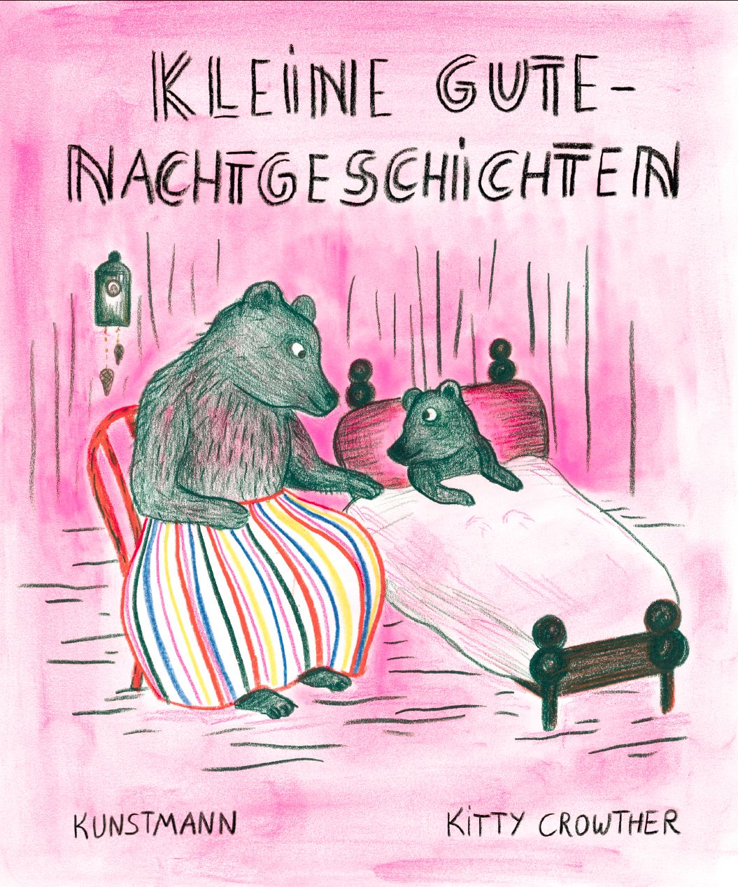 Buchcover mit Illustration. Titel: Kleine Gute-Nachtgeschichten. Zwei Bären in einem Schlafzimmer. Autor: Kitty Crowther.
