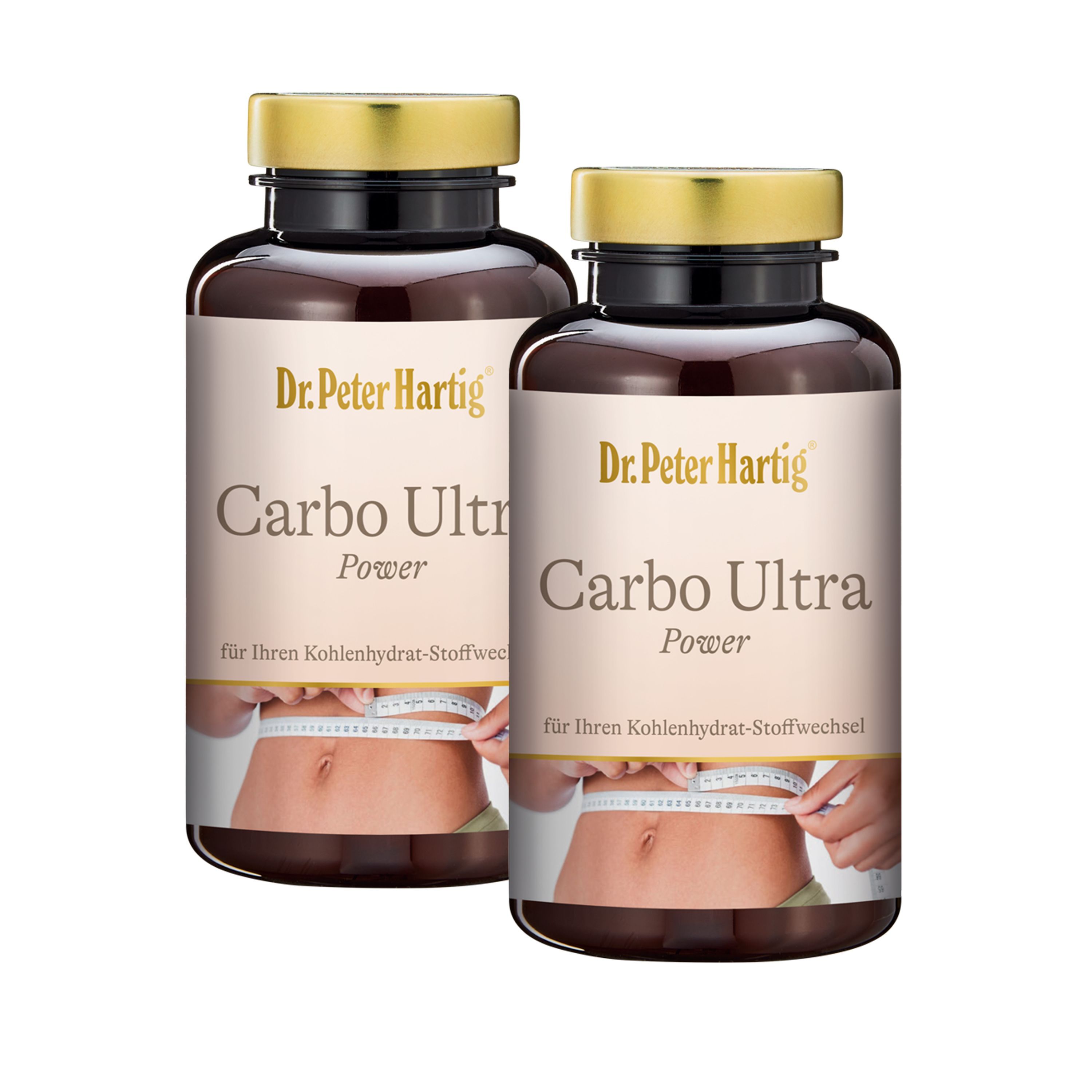 Werbefläche mit Dr. Peter Hartig, Text und Bildern. Enthält Bilder von einer Frau, Garcinia Cambogia und einem Bauch mit Maßband.