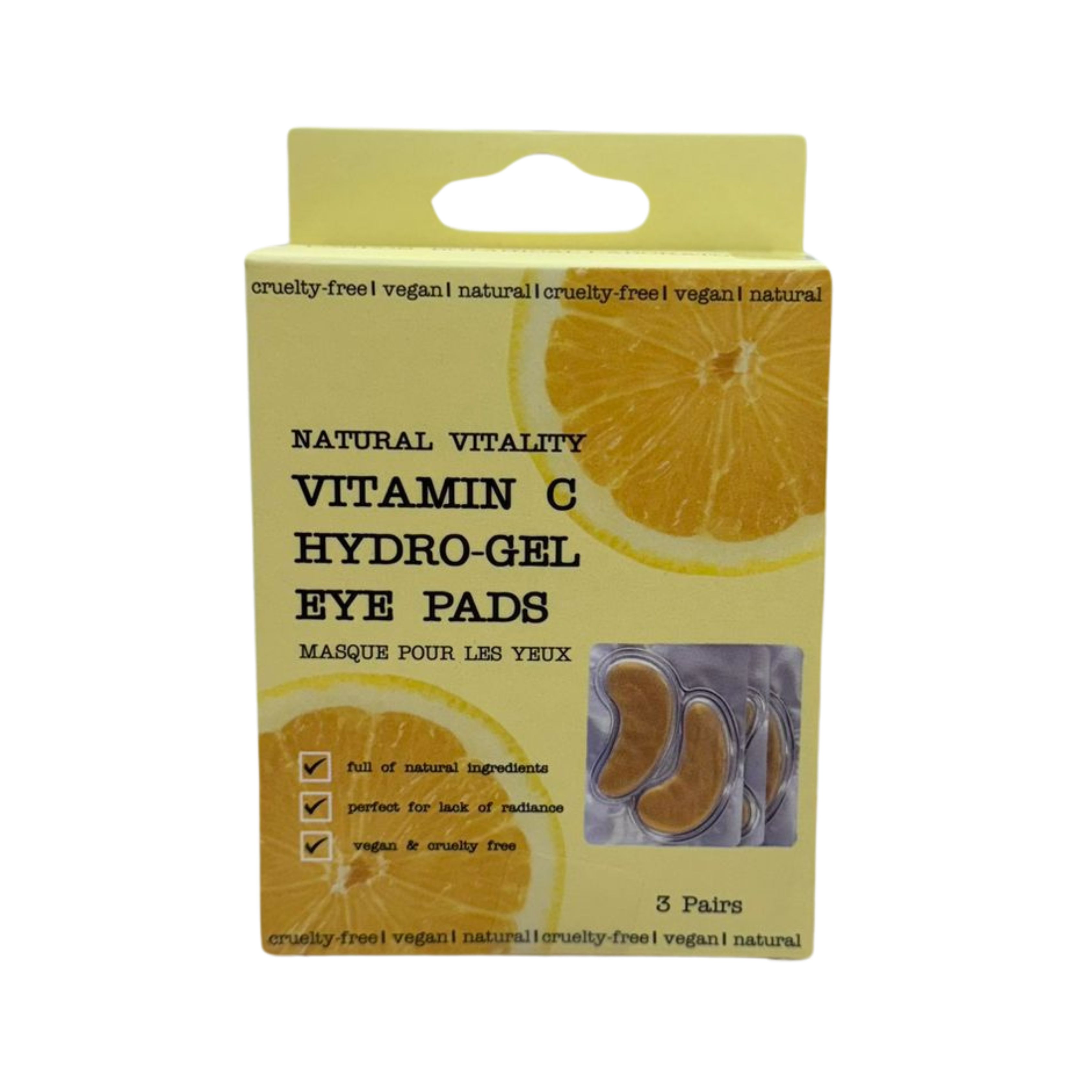 London Botanical Laboratories Vitamin C Hydro-Gel Augenpads, 3 Paar, Verpackung.