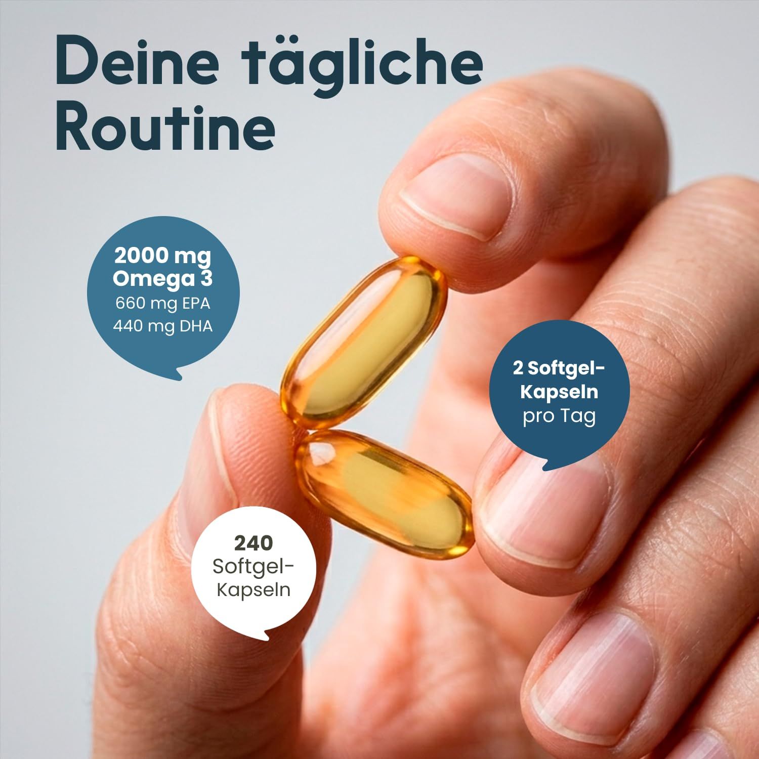 Omega 3 Fischöl - 240 Kapseln - 2000 mg Fischöl - 660 mg EPA & 440 mg DHA - Bloom Naturals
