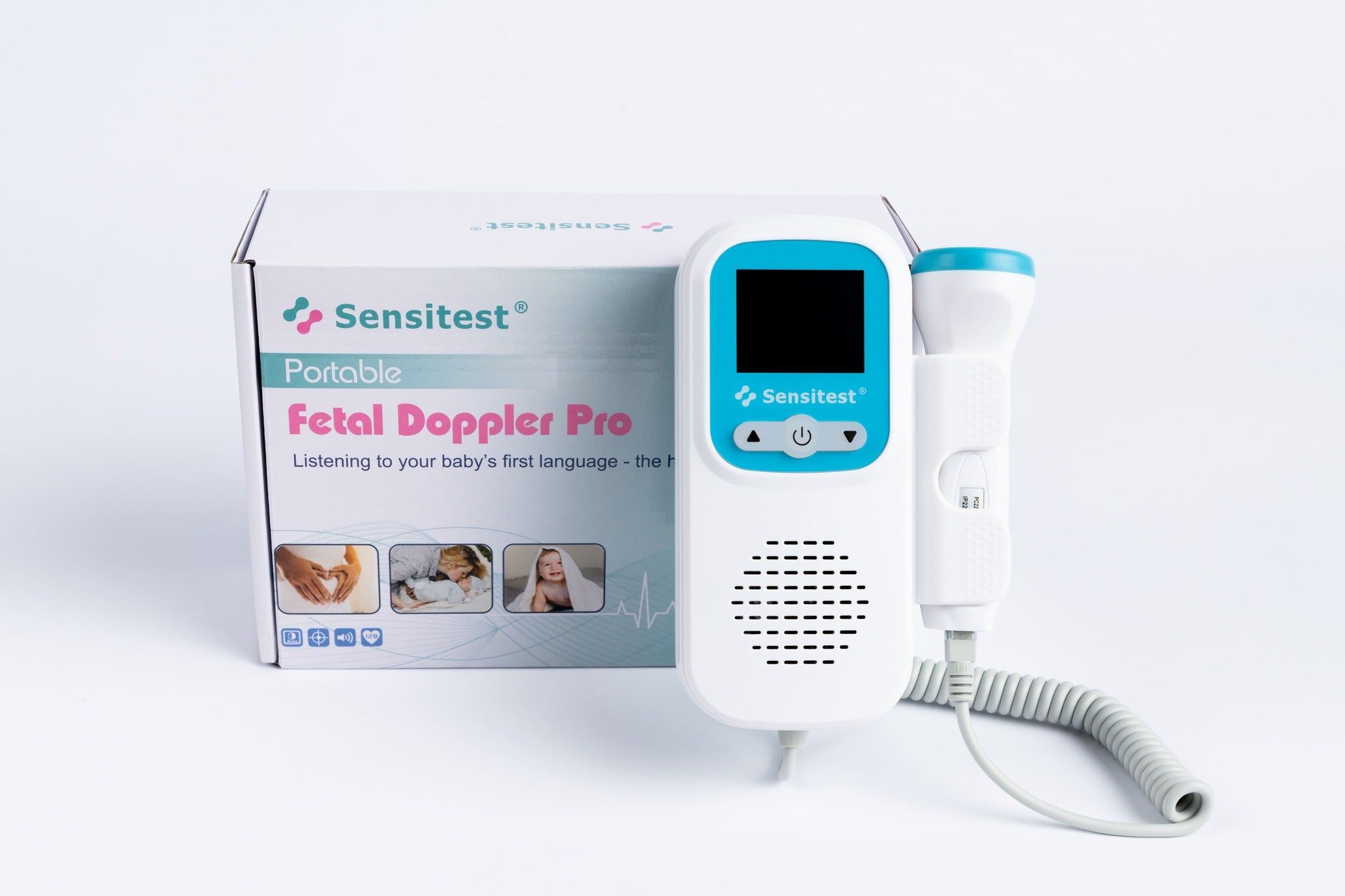 Sensitest Fetal-Doppler - Herzschlag des Babys hören - Display und Ultraschallgel