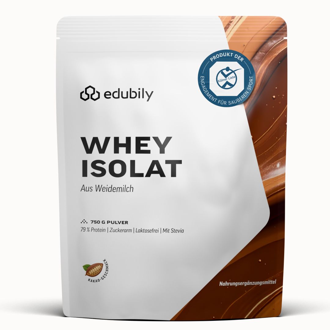 edubily® Whey Protein Isolat aus irischer Weidehaltung Kakao 750 g Pulver