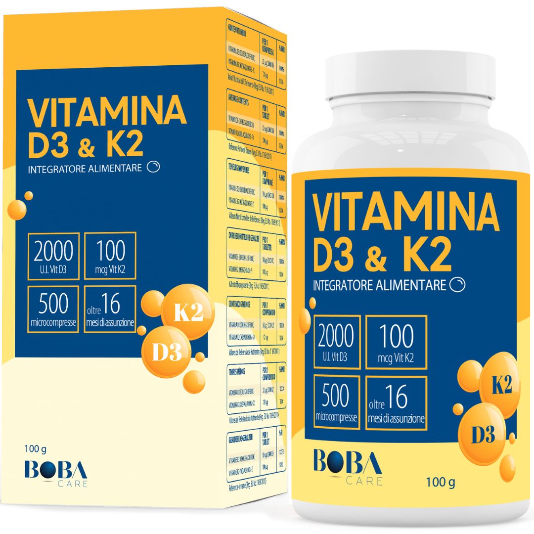 Vitamina D3 K2 con Sali d Magnesio degli acidi grassi e Biossido di Silicio