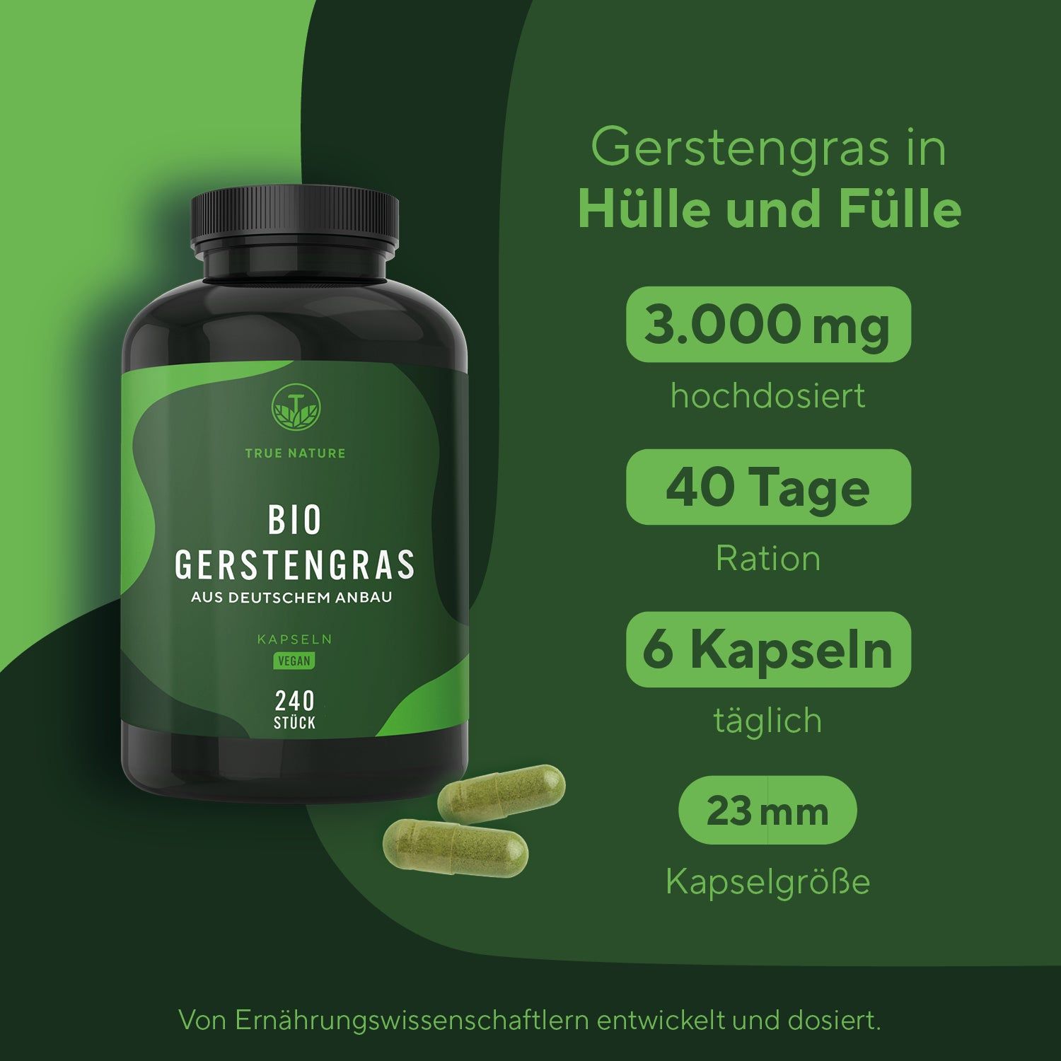 TRUE NATURE® Bio Gerstengras Kapseln