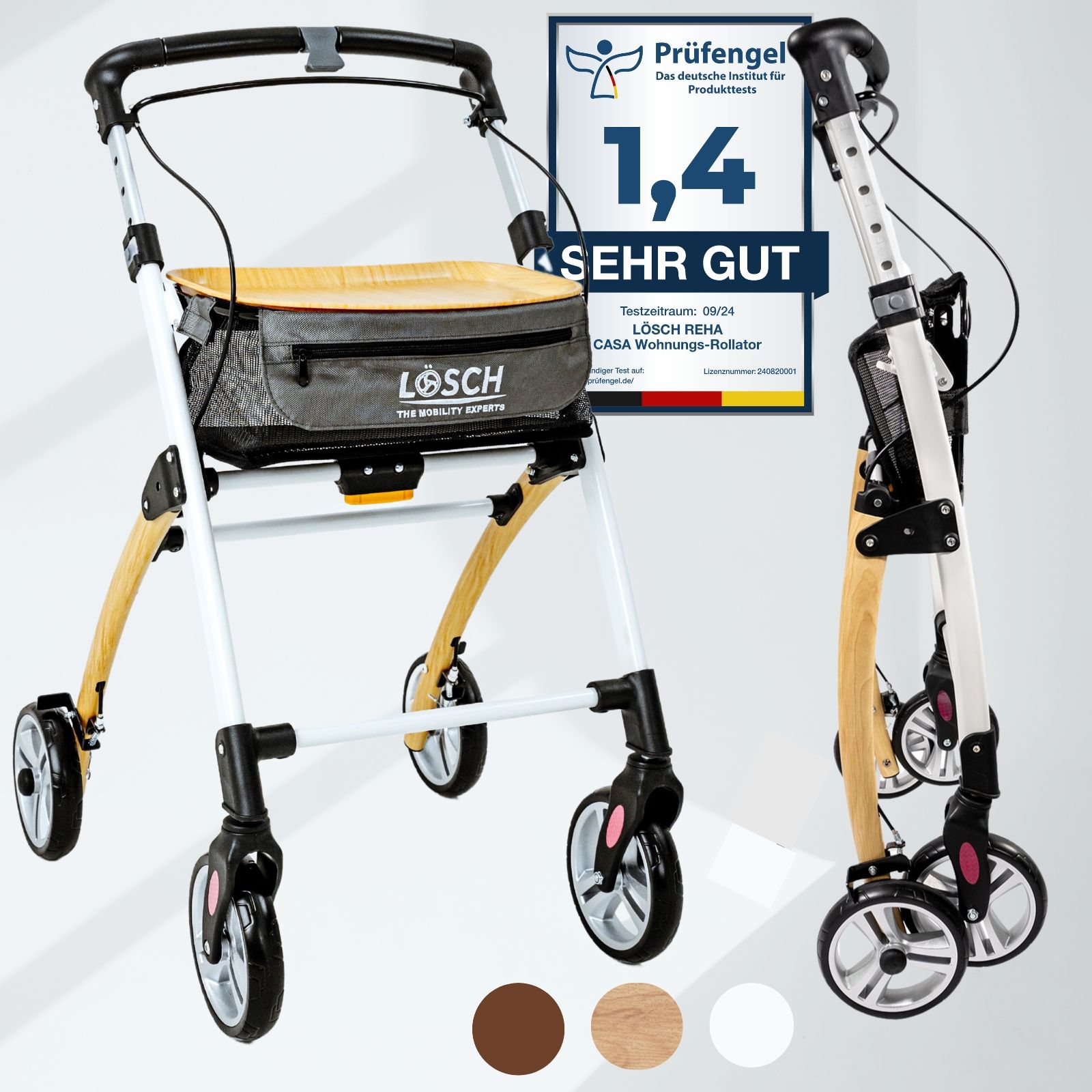 Casa Rollator schmal für Wohnung & Innenbereich Eiche