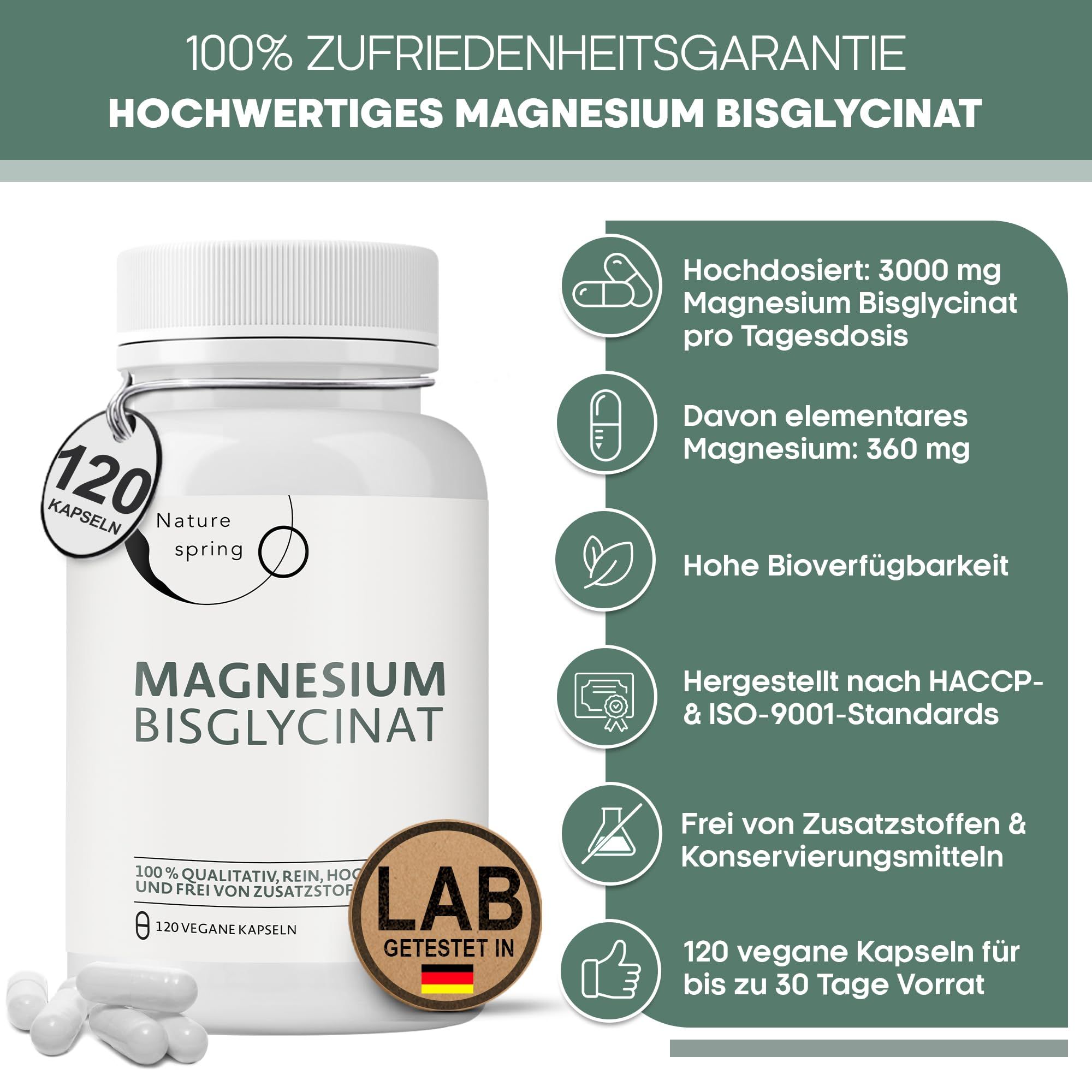 Magnesium Bisglycinat hochdosiert, vegan
