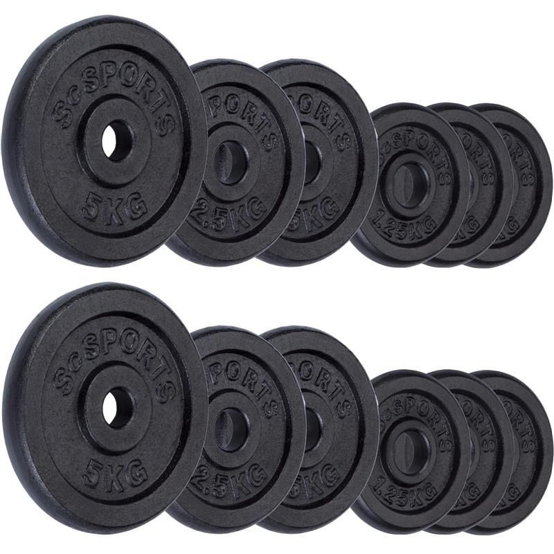 ScSPORTS® 48 kg Guss Hantelset  Kombiset  inkl. 12 Hantelscheiben