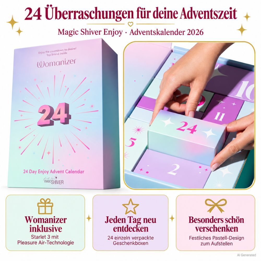 Adventskalender mit 24 einzelnen Geschenkboxen, gefüllt mit verschiedenen Produkten.