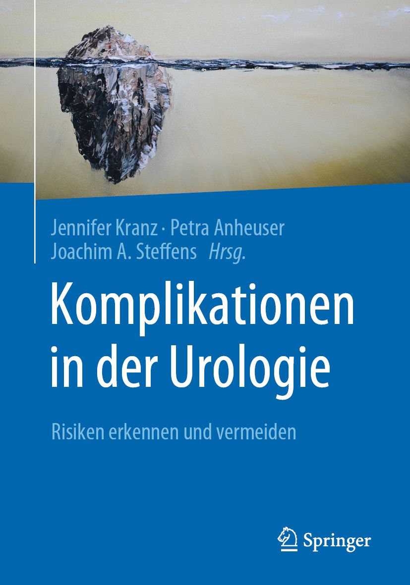 Buchcover: "Komplikationen in der Urologie". Autoren: Kranz, Anheuser, Steffens. Verlag Springer. Abbildung eines Eisbergs.