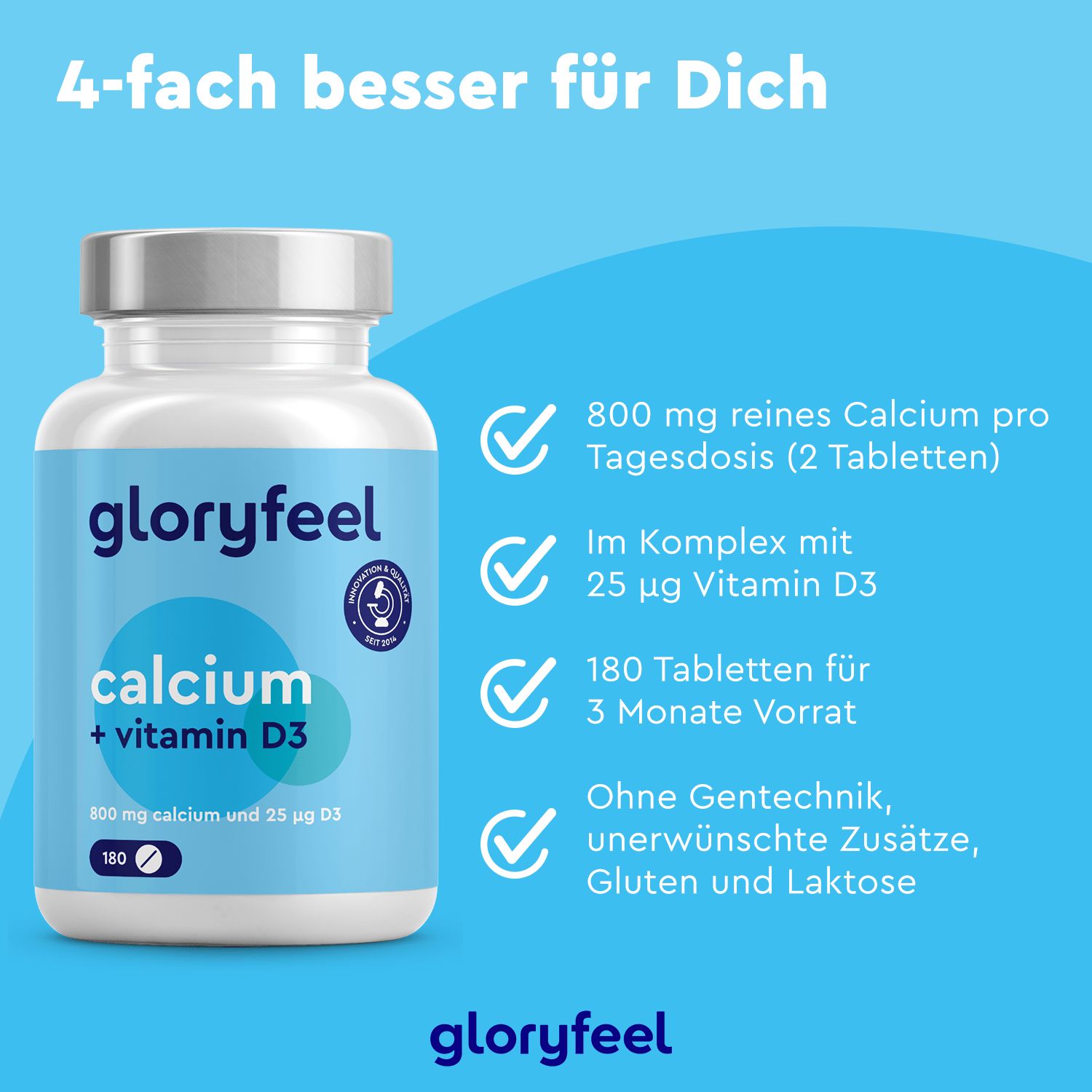 gloryfeel® Calcium 800 + Vitamin D3 1000 I.E.Tabletten