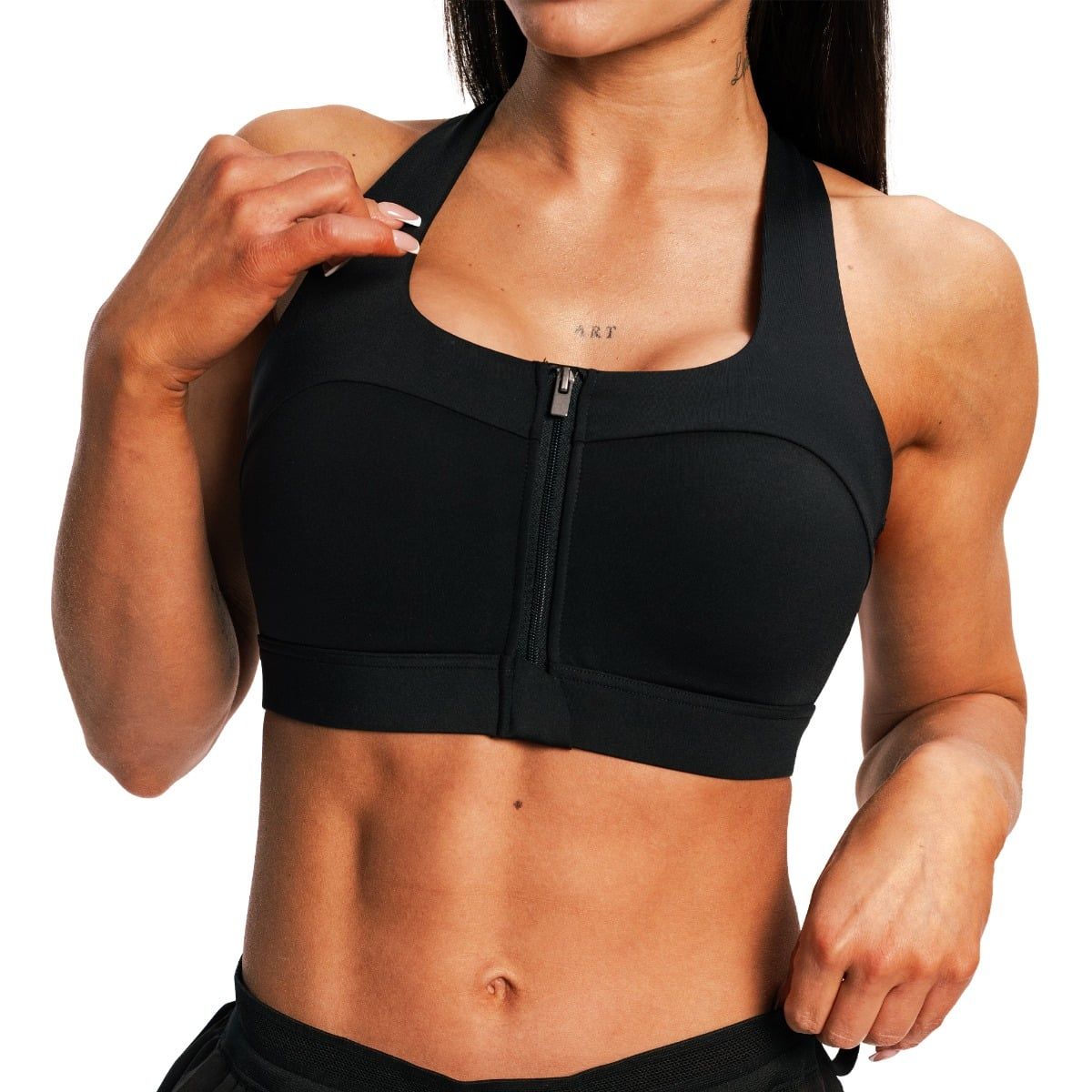 GymBeam Sport-BH Damen Pulse X Running mit Frontreißverschluss Schwarz