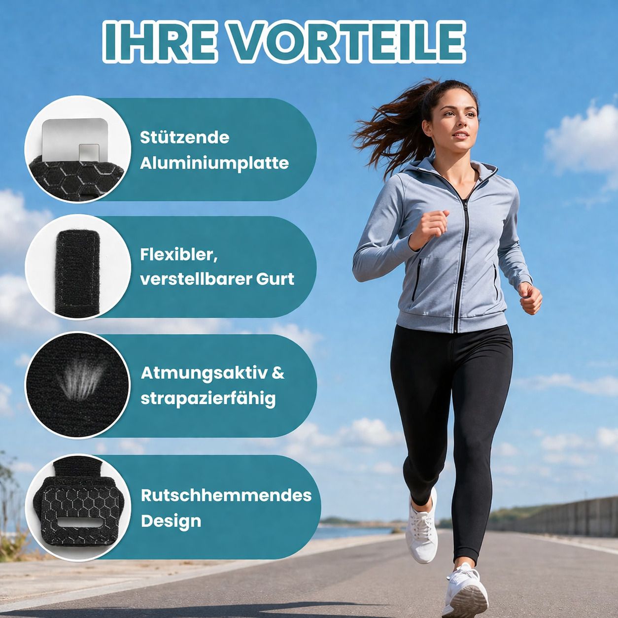 Zehenschiene mit Aluminiumstütze, verstellbare Zehenbandage, rutschhemmend & atmungsaktiv