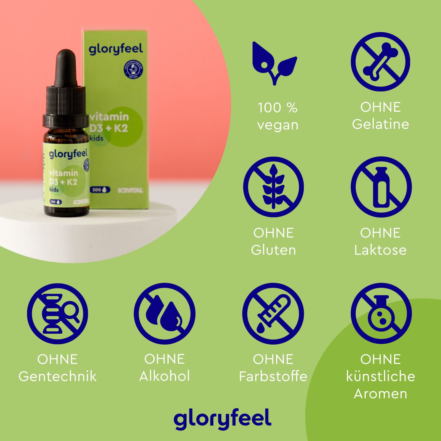 gloryfeel® Vitamin D3 + K2 500 I.E Tropfen Kids