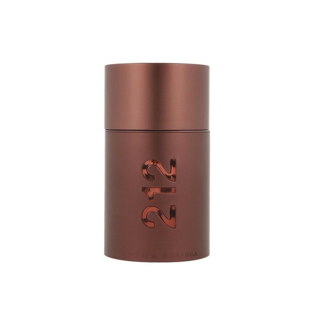 Braune Flasche mit "212" Schriftzug. Zylindrische Form mit Deckel. "Carolina Herrera" Schriftzug.