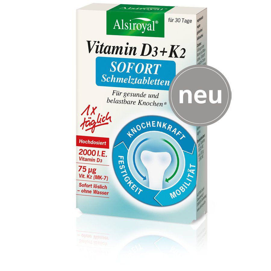 Alsiroyal Vitamin D3 + K2 SOFORT Schmelztabletten, 30St