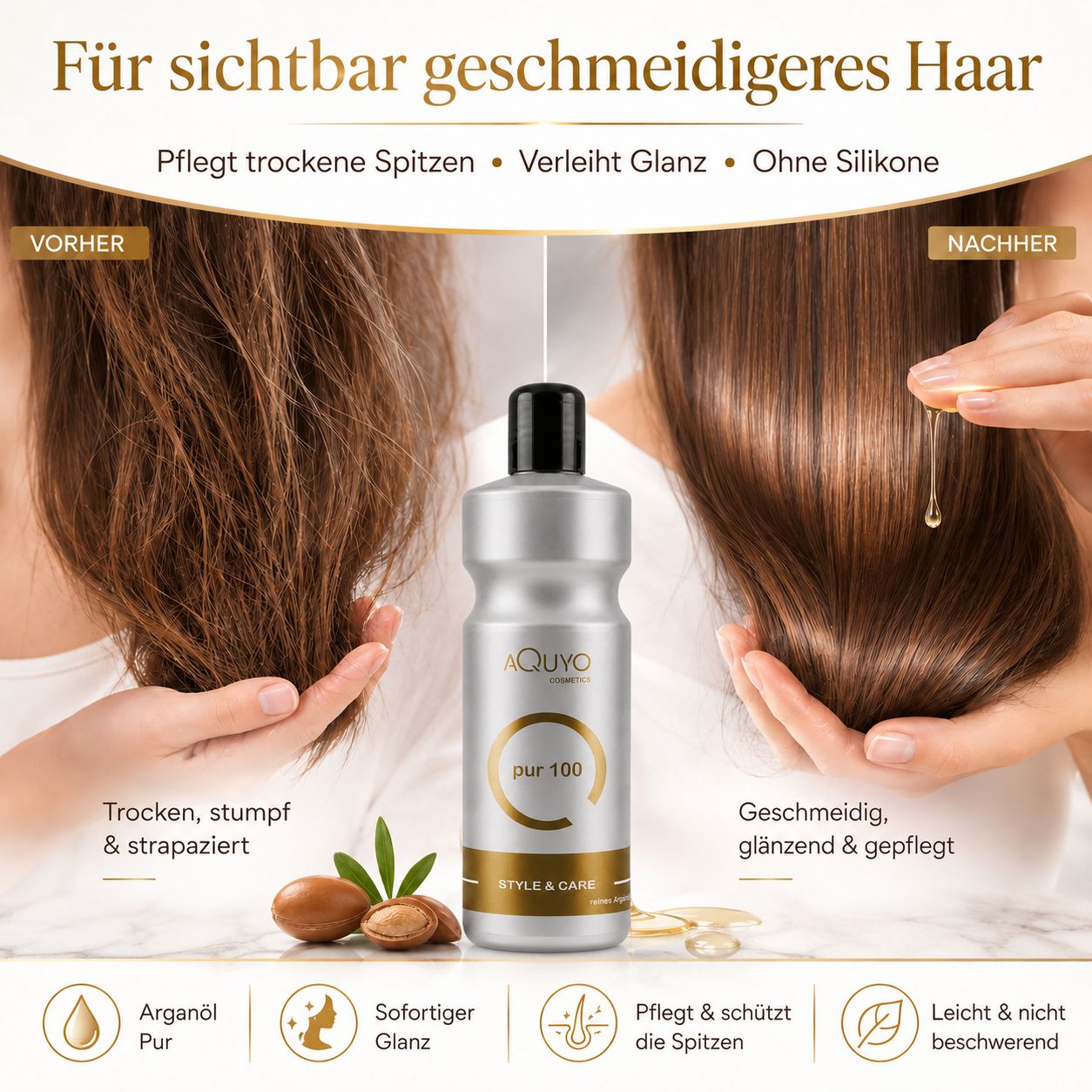 Reines Arganöl für Gesicht Haare Nägel Körper Bartpflege ohne Silikone vegan