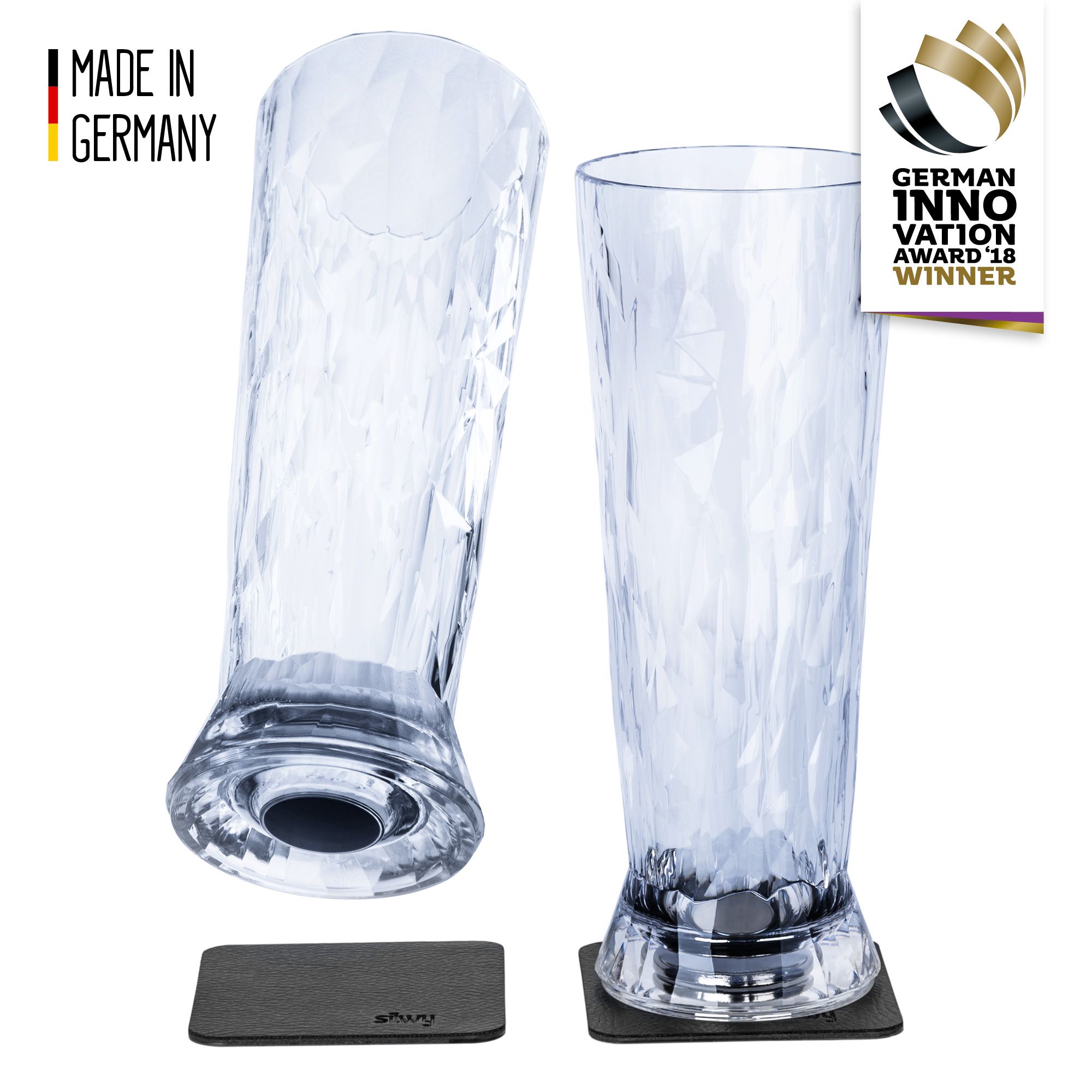 Silwy Magnet-Kunststoffgläser BIER (2er Set) Hightech