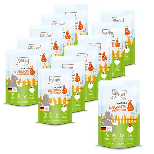 MjAMjAM - Quetschie Chicks & Friends leckeres Hühnchen an fruchtigen Birnen 12x125 g Futter
